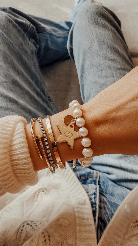 Authentic Dior (Star) Upcycle Handmade Real Freshwater Pearl Bracelet