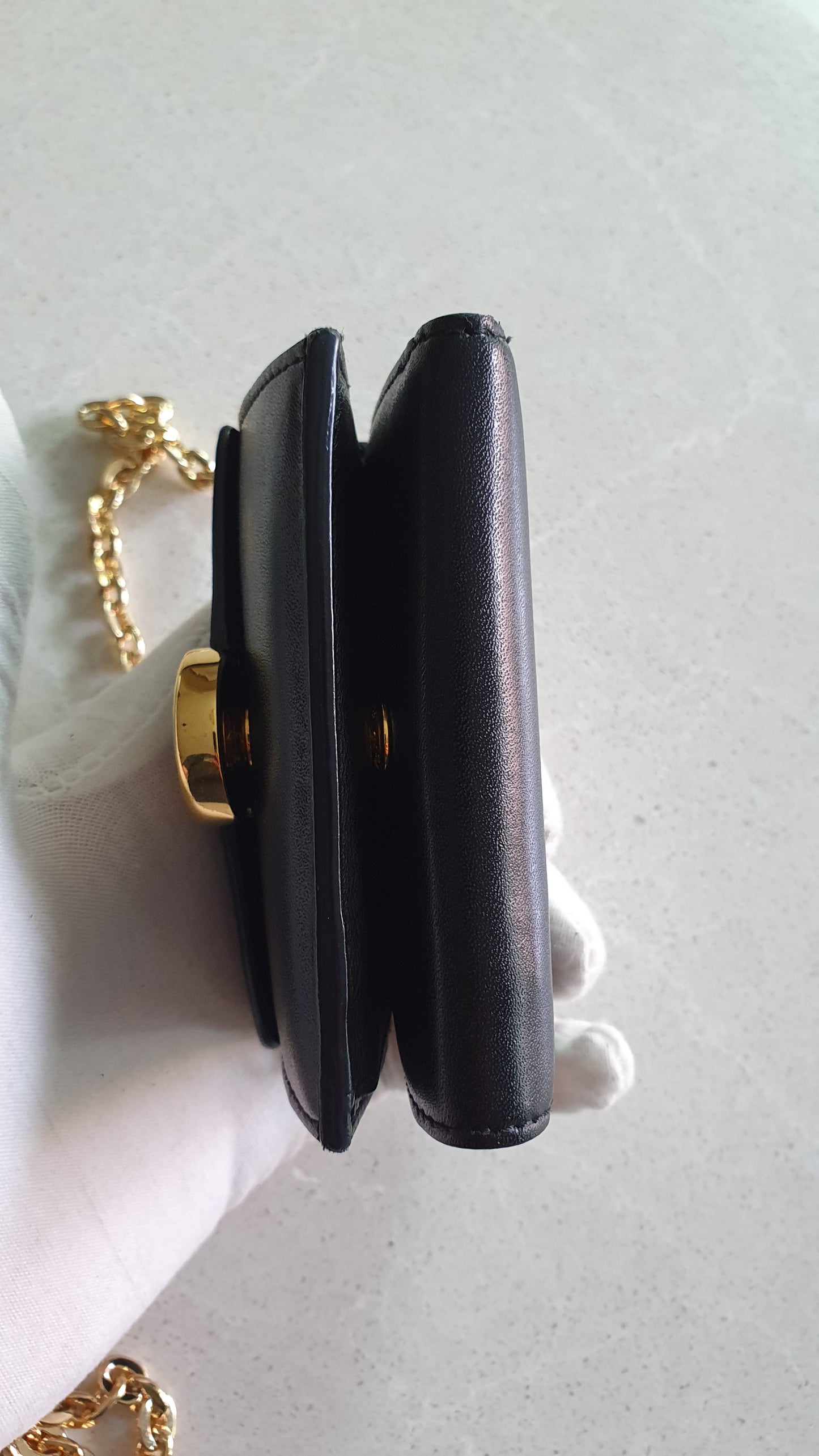 Authentic Fendi Upcycle Black Leather Mini Wallet with Chain