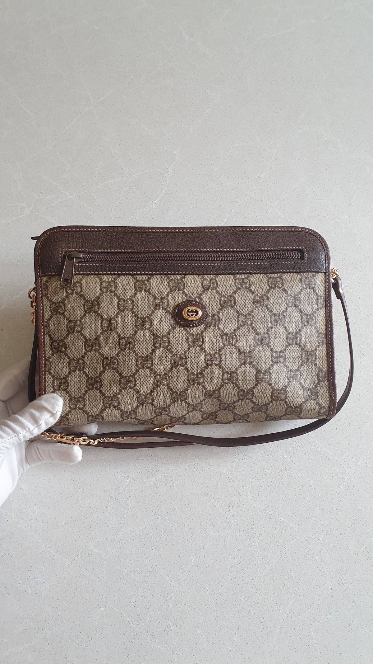 Authentic Vintage Gucci Upcycle Brown Purse with Straps and Chain