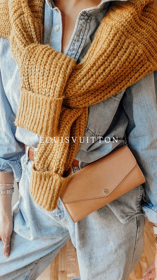 Authentic Louis Vuitton Pink Epi Upcycle Long Wallet on Chain