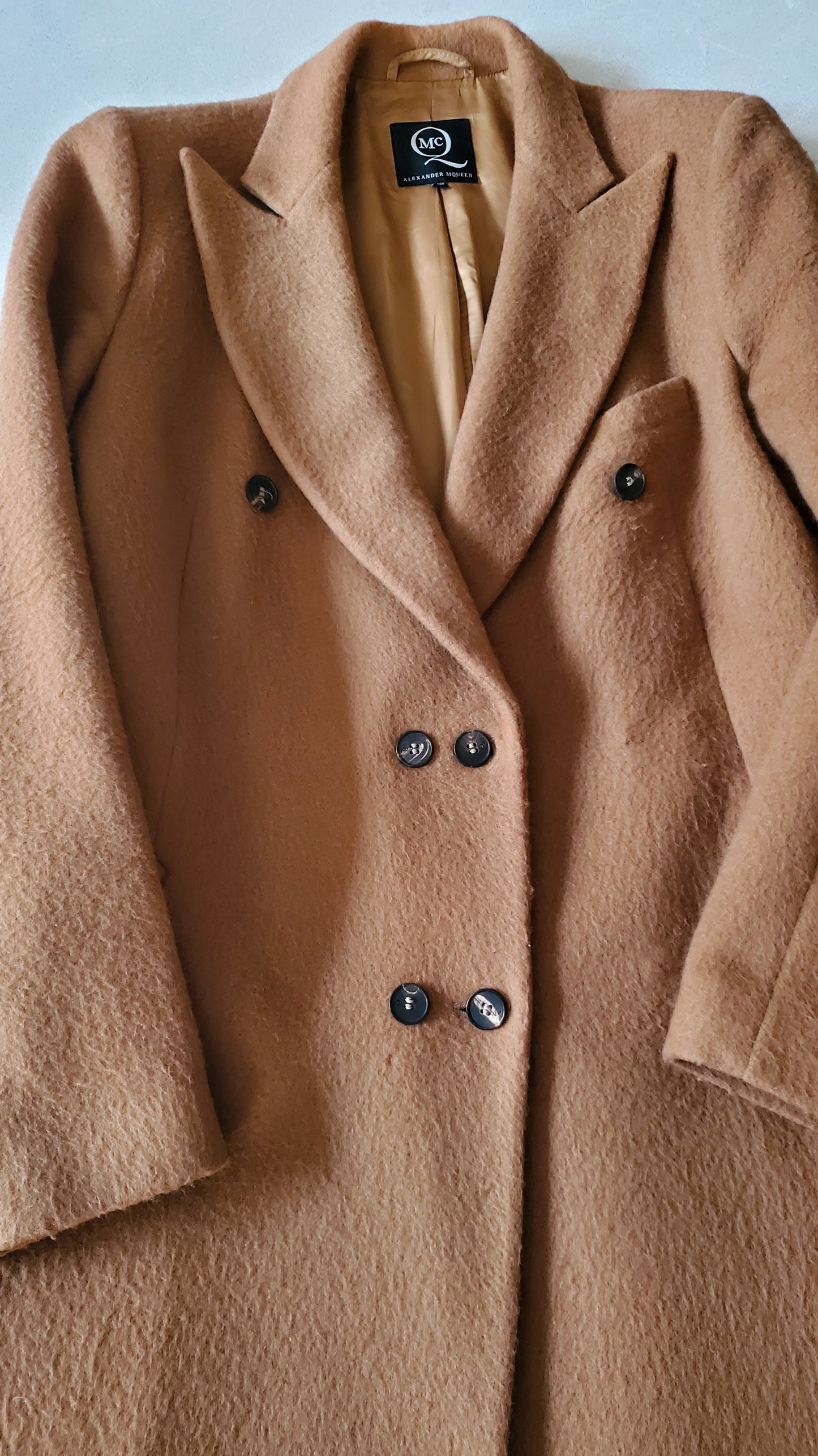 Authentic Alexander McQueen 2014 Runway Wool Camel Coat