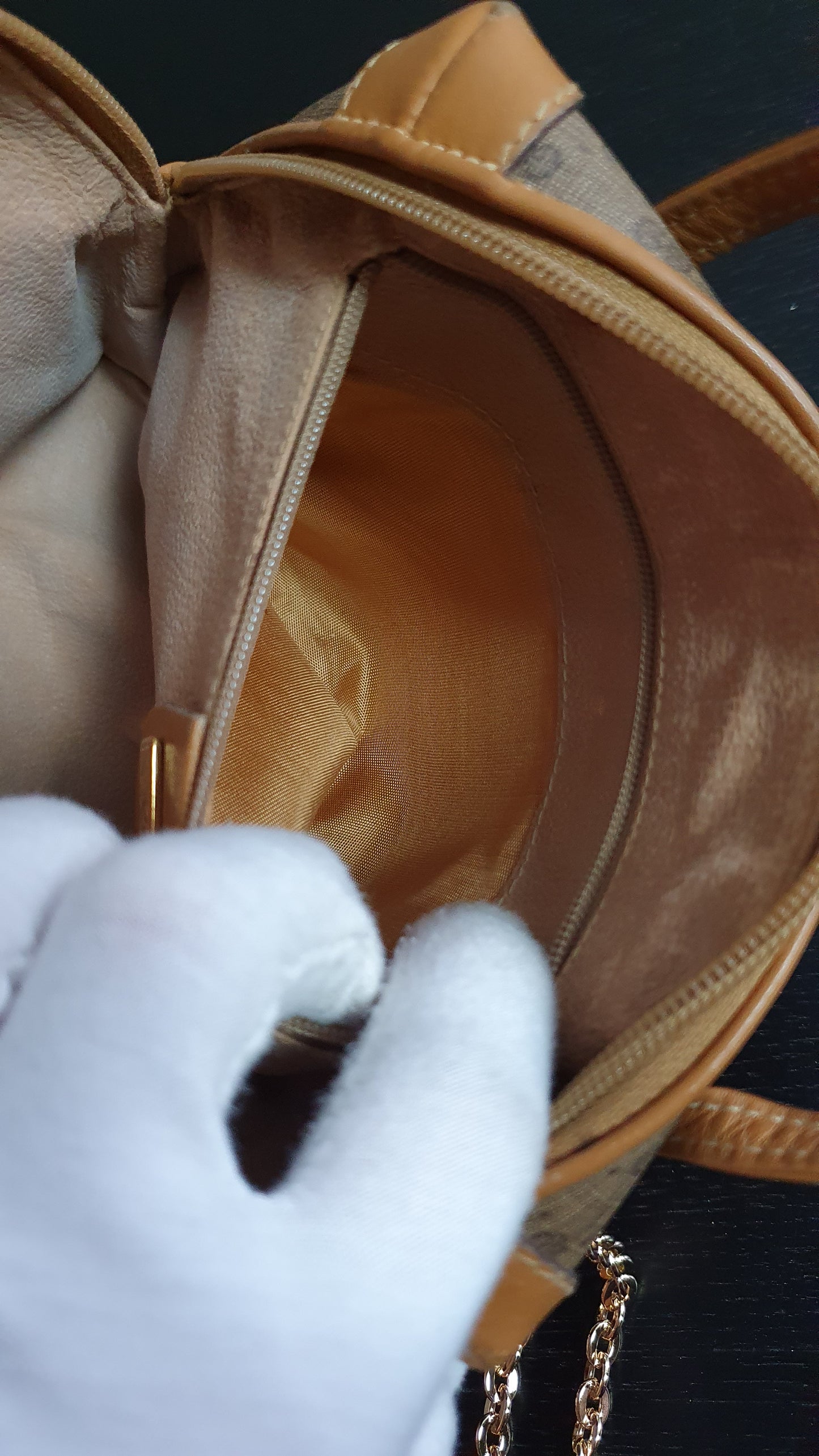 Authentic Vintage Gucci Upcycle Tan Bag with Straps & Chain