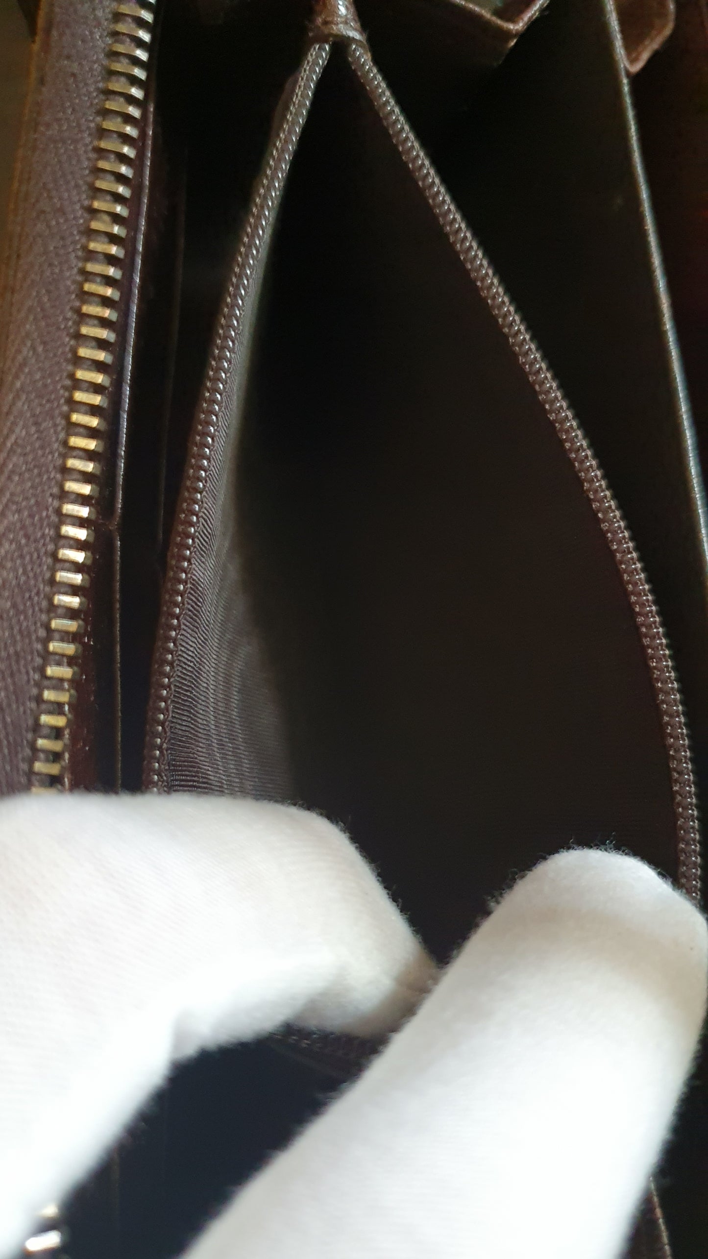 Authentic Vintage Gucci Upcycle Brown Zip Wallet with Single Strap