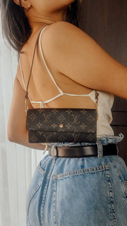 Authentic Vintage Louis Vuitton Upcycle Wallet with Shoulder Strap