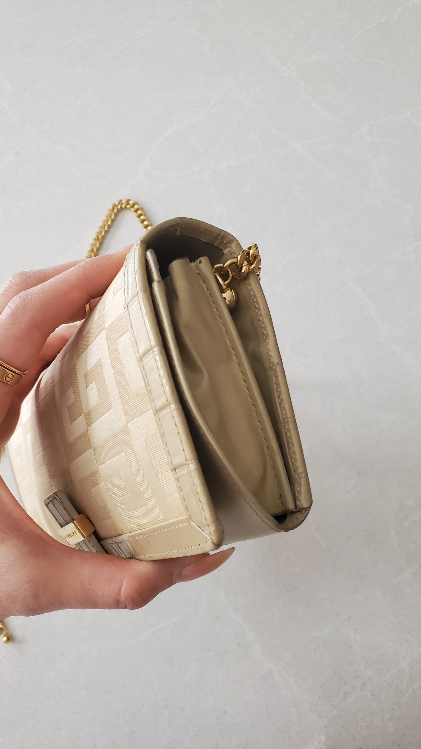 Authentic Givenchy Upcycle Long Beige Wallet on Chain