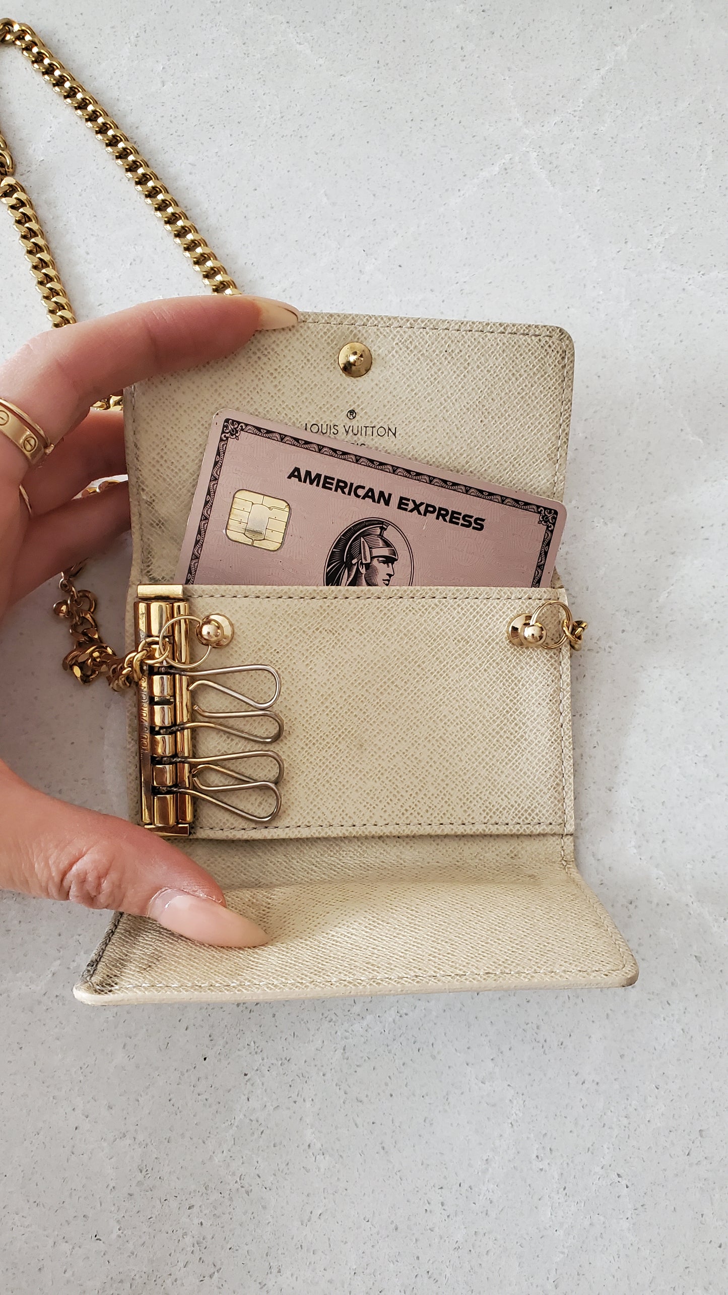 Authentic Louis Vuitton Damier Upcycle Keyholder on Chain