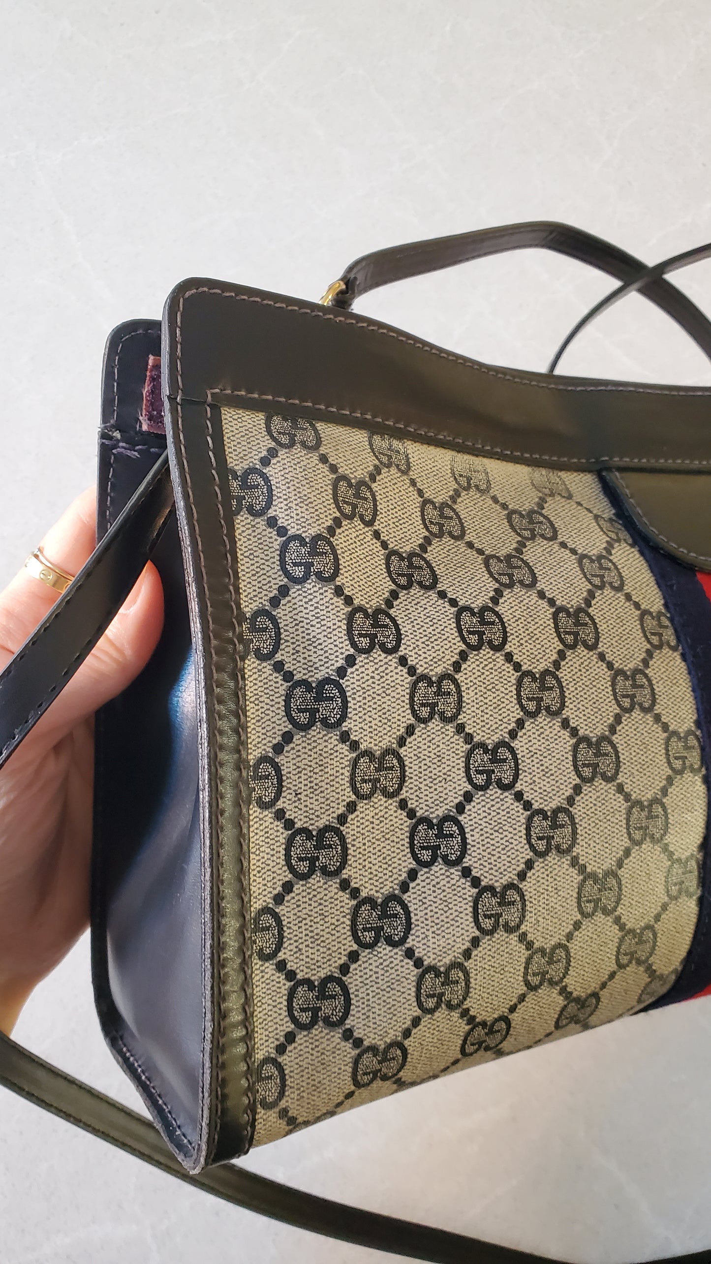 Authentic Vintage Upcycle Gucci Large Bag on Chains (with velcro closing)