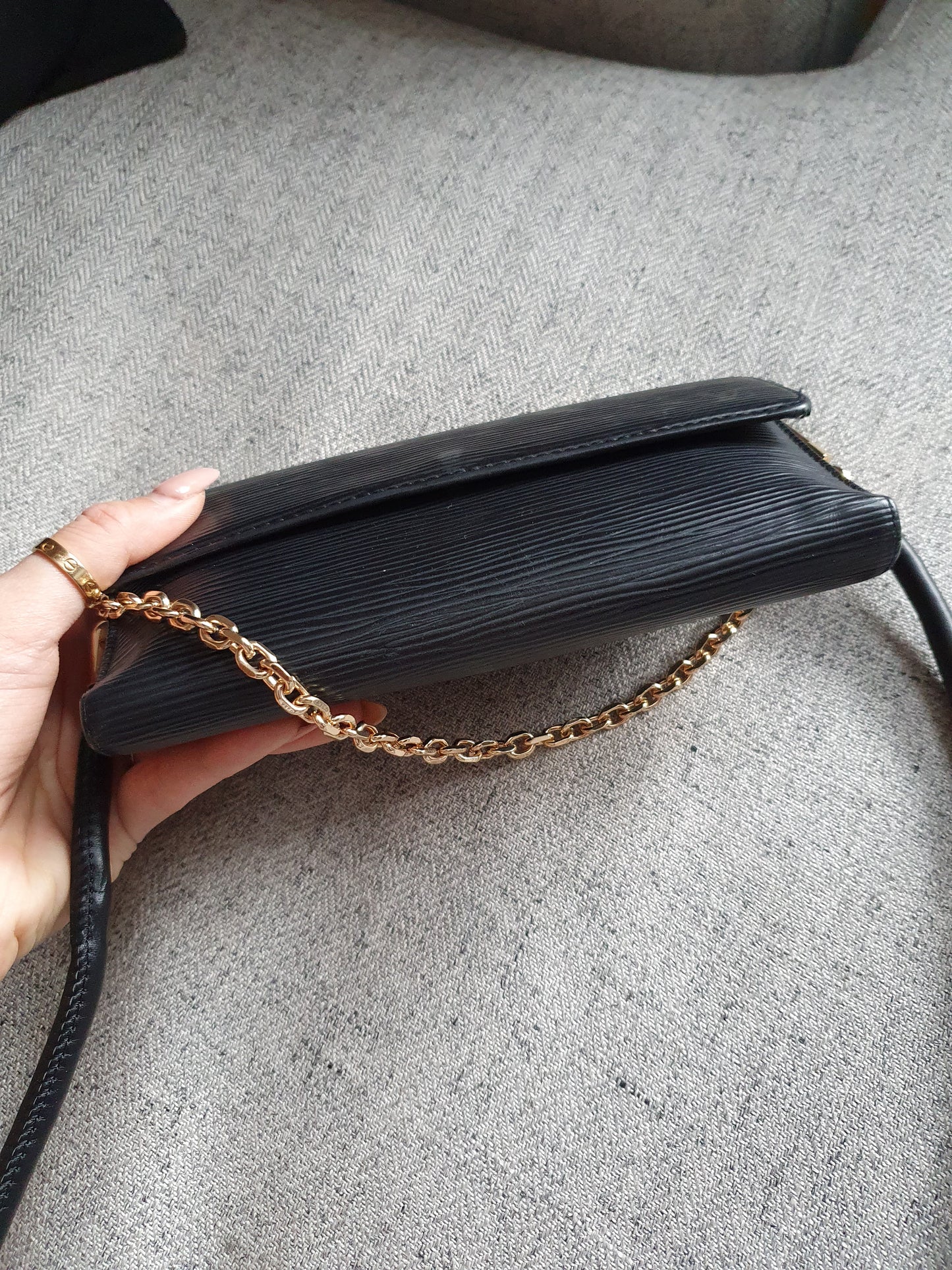 *New Drop* Authentic Louis Vuitton Upcycle Long Black Epi Wallet on Strap & Chain