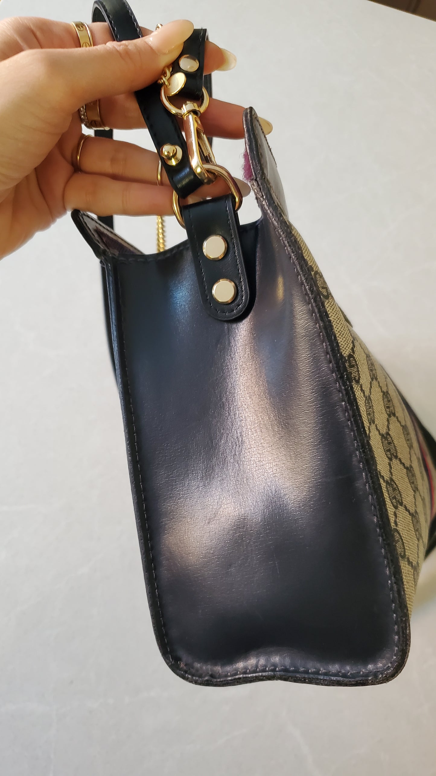 Authentic Vintage Upcycle Gucci Large Bag on Chains (with velcro closing)