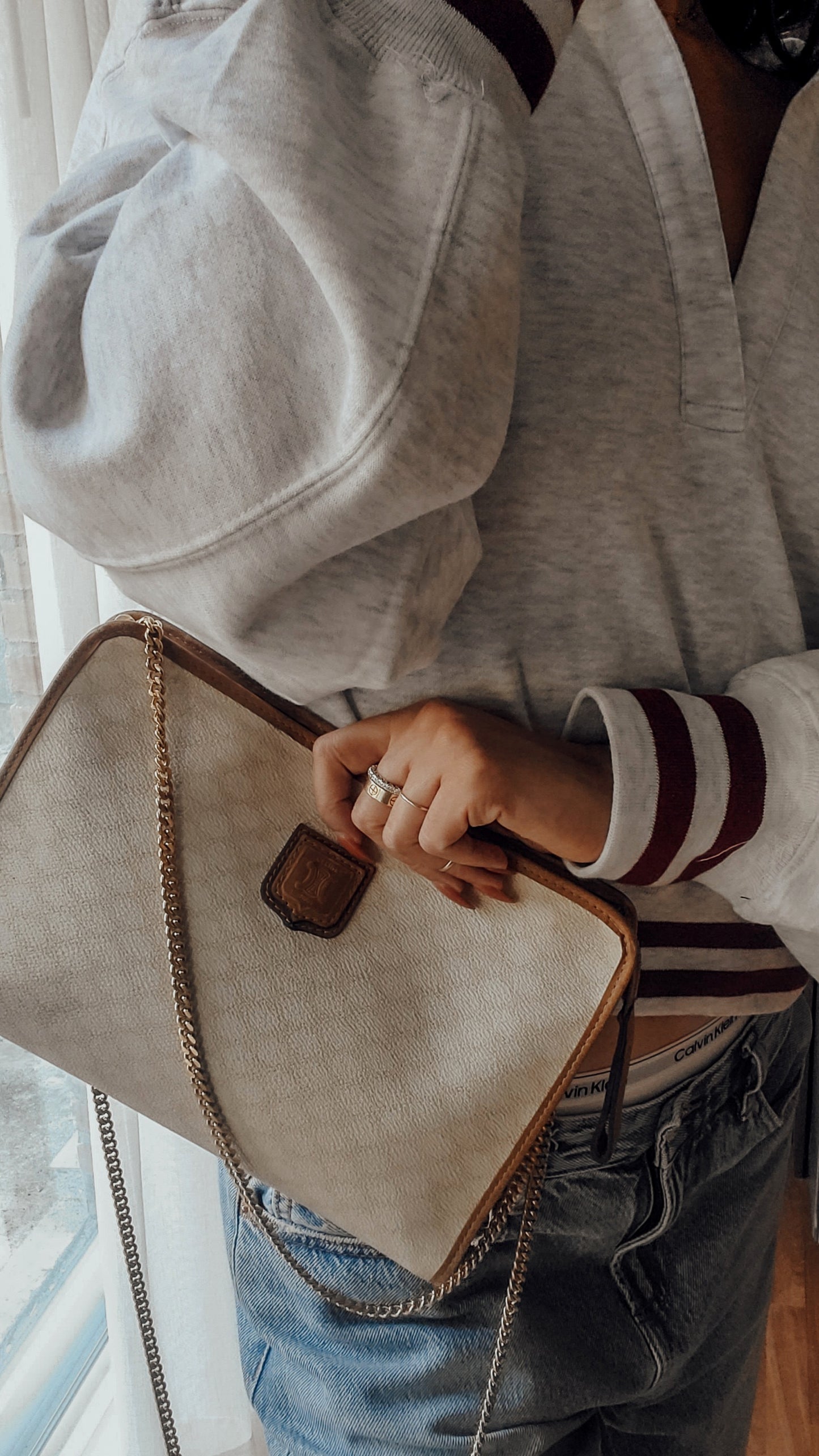 Authentic Vintage Celine Upcycle White Purse on Chain
