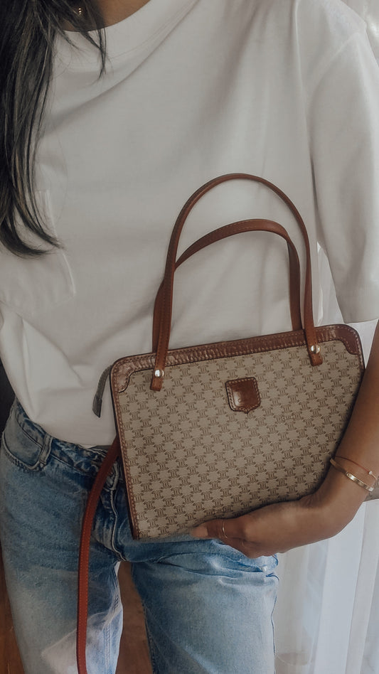 Authentic Vintage Celine (Tan) Upcycle Purse with Straps