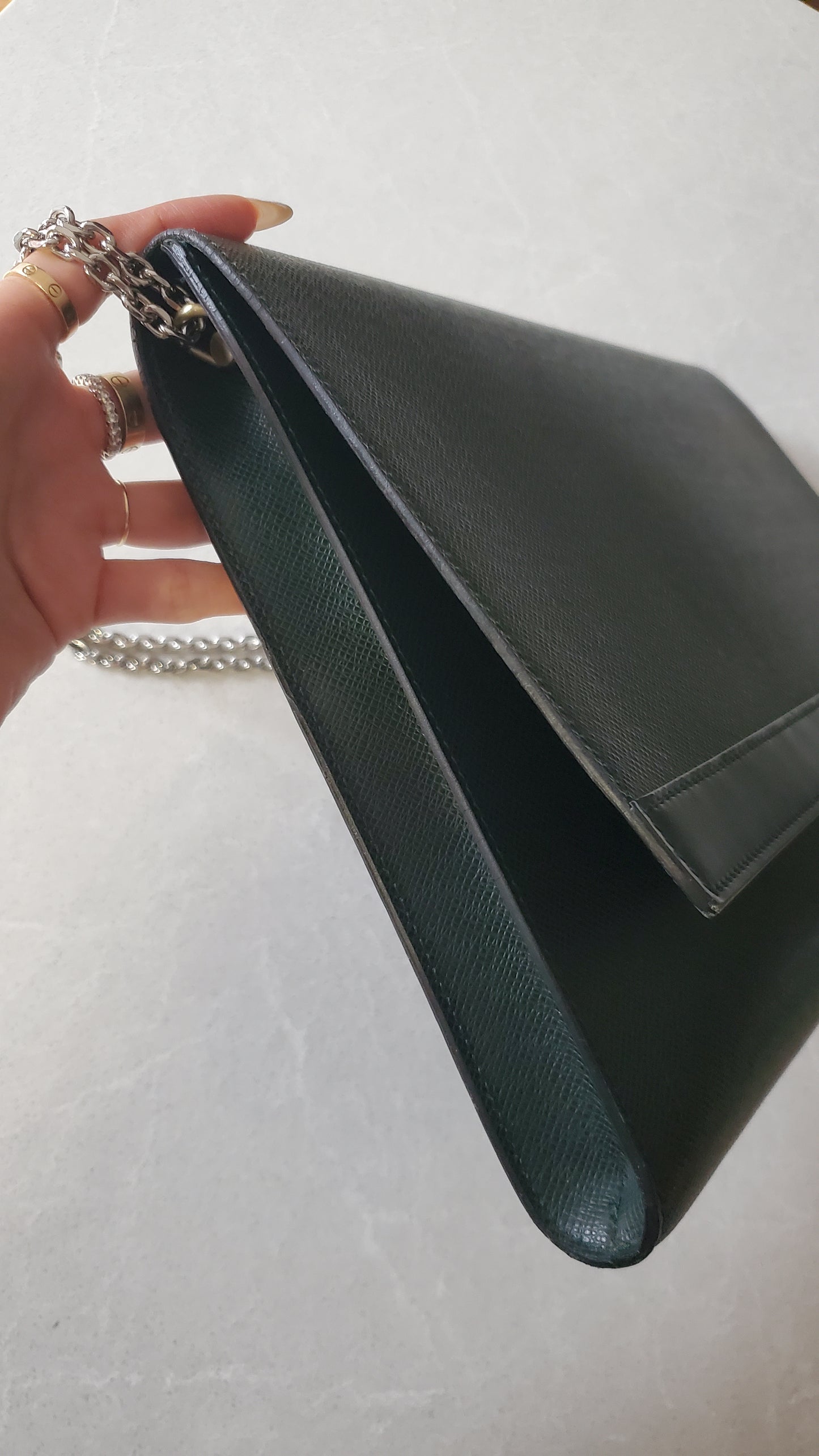 Authentic Vintage Louis Vuitton (Dark Green) Upcycle Large Purse on Chains