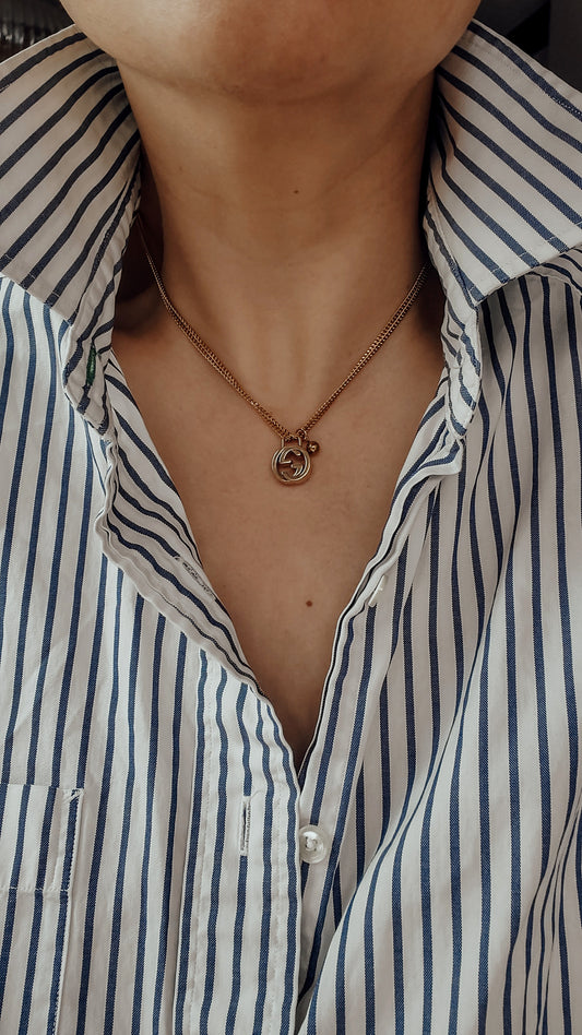 Authentic Vintage Gucci Plate Upcycle Dainty Gold Layers Necklace