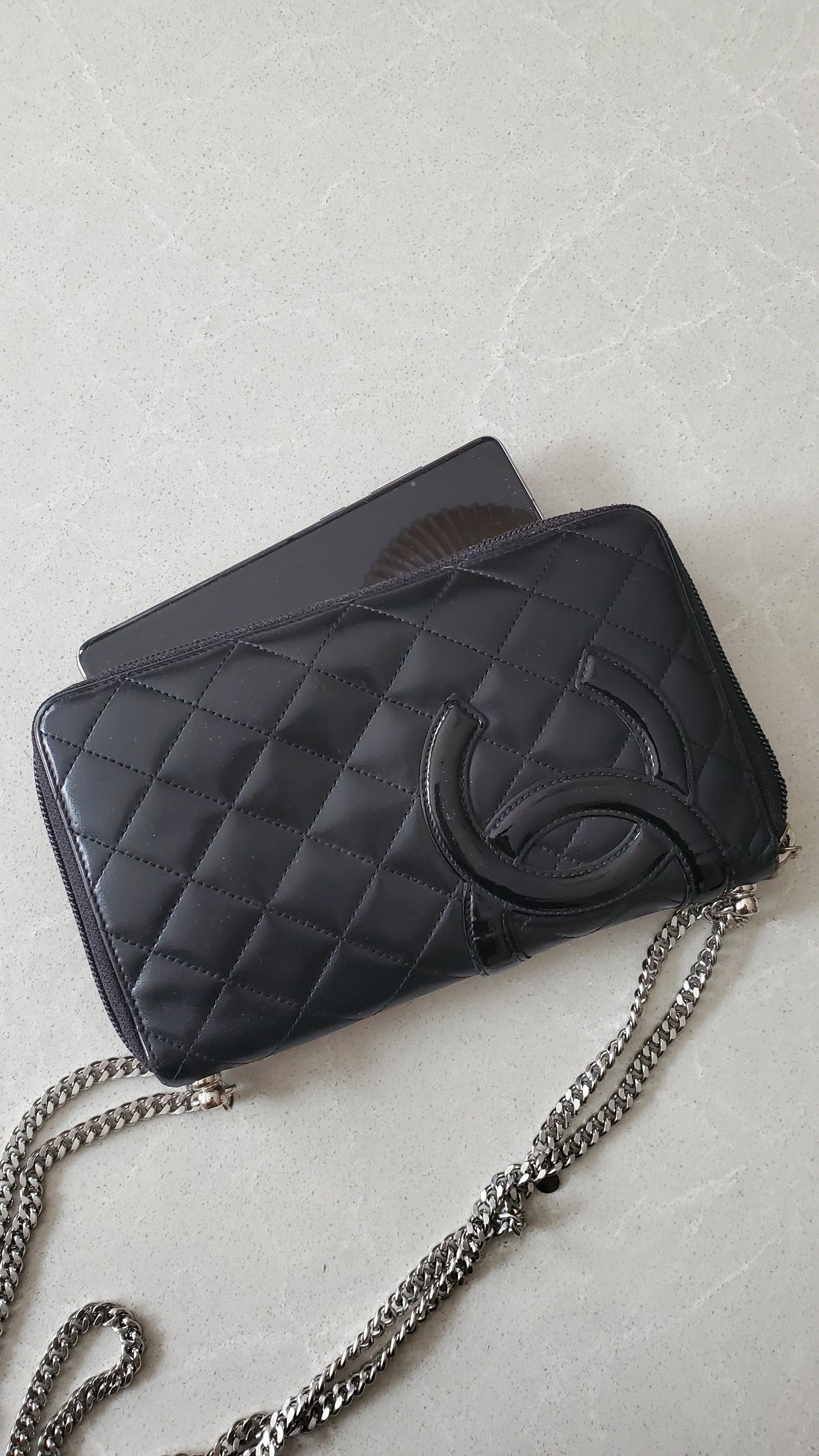 Authentic Vintage Chanel Upcycle Large Zip Wallet on Chain