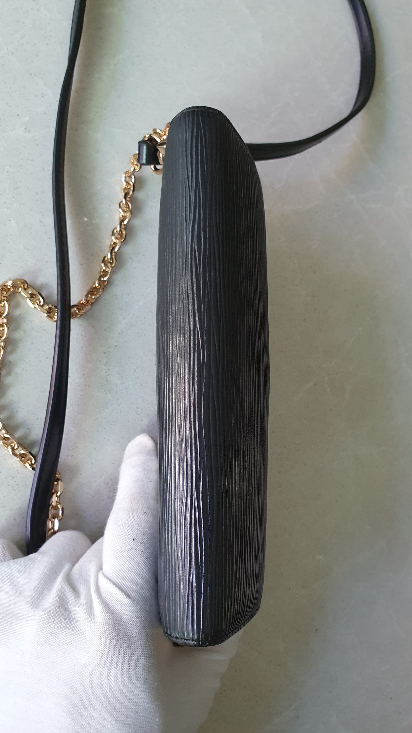 Authentic Louis Vuitton Upcycle Long Black Epi Wallet on Strap & Chain