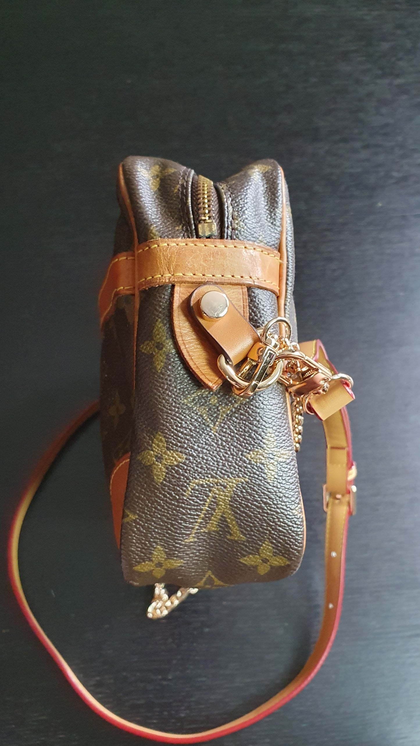 Authentic Vintage Louis Vuitton (873.SL) Upcycle Purse with Strap & Chain