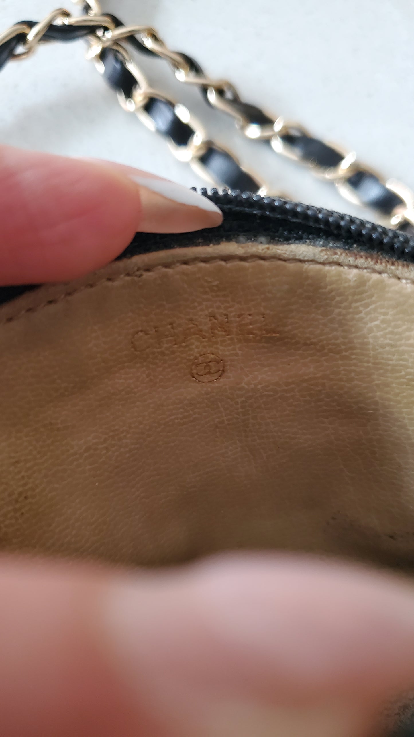 Authentic Vintage Chanel Upcycle Versatile Black Caviar Mini Pouch on Chain