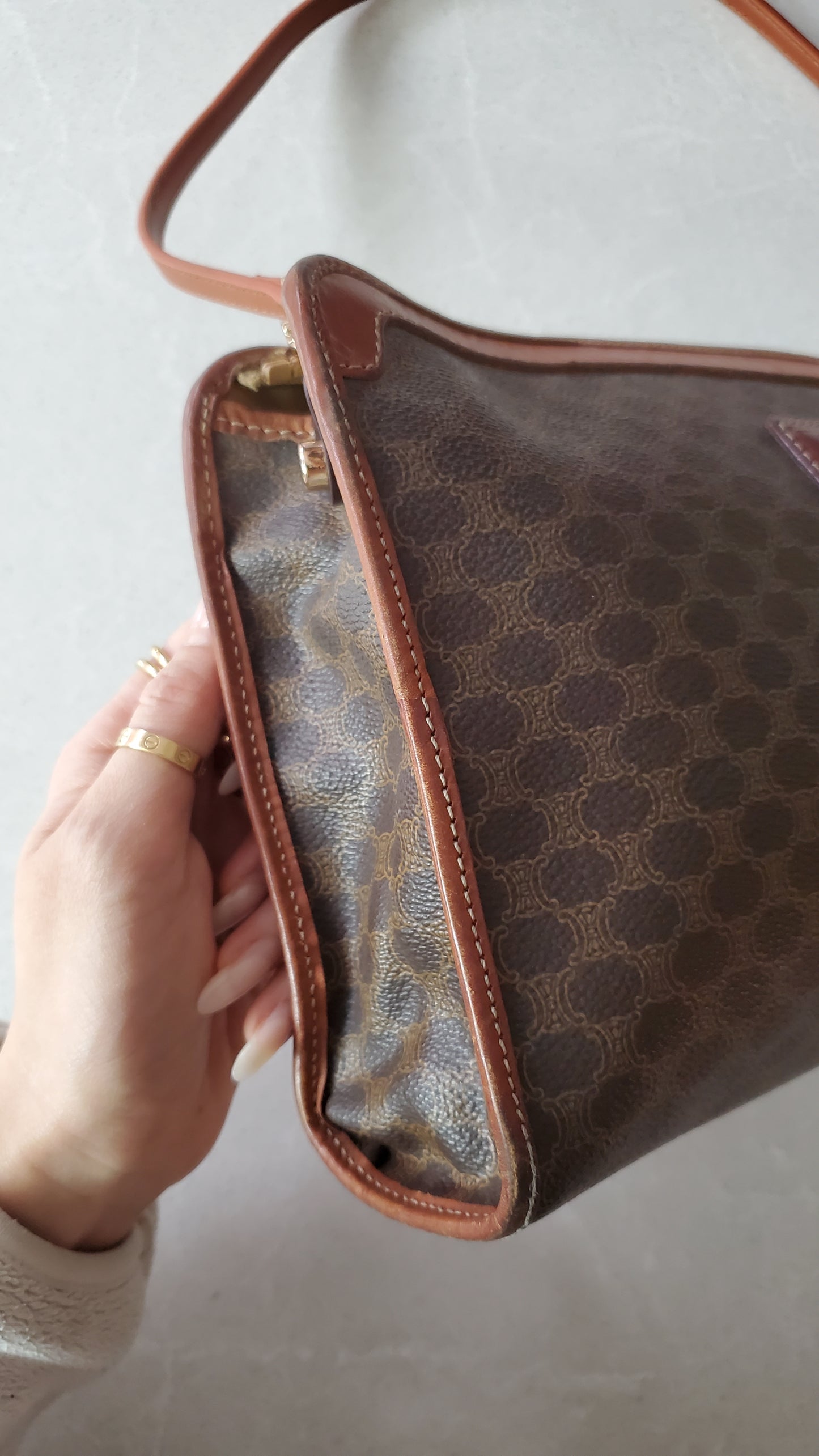 Authentic Vintage Celine (L) Upcycle Brown Shoulder Purse