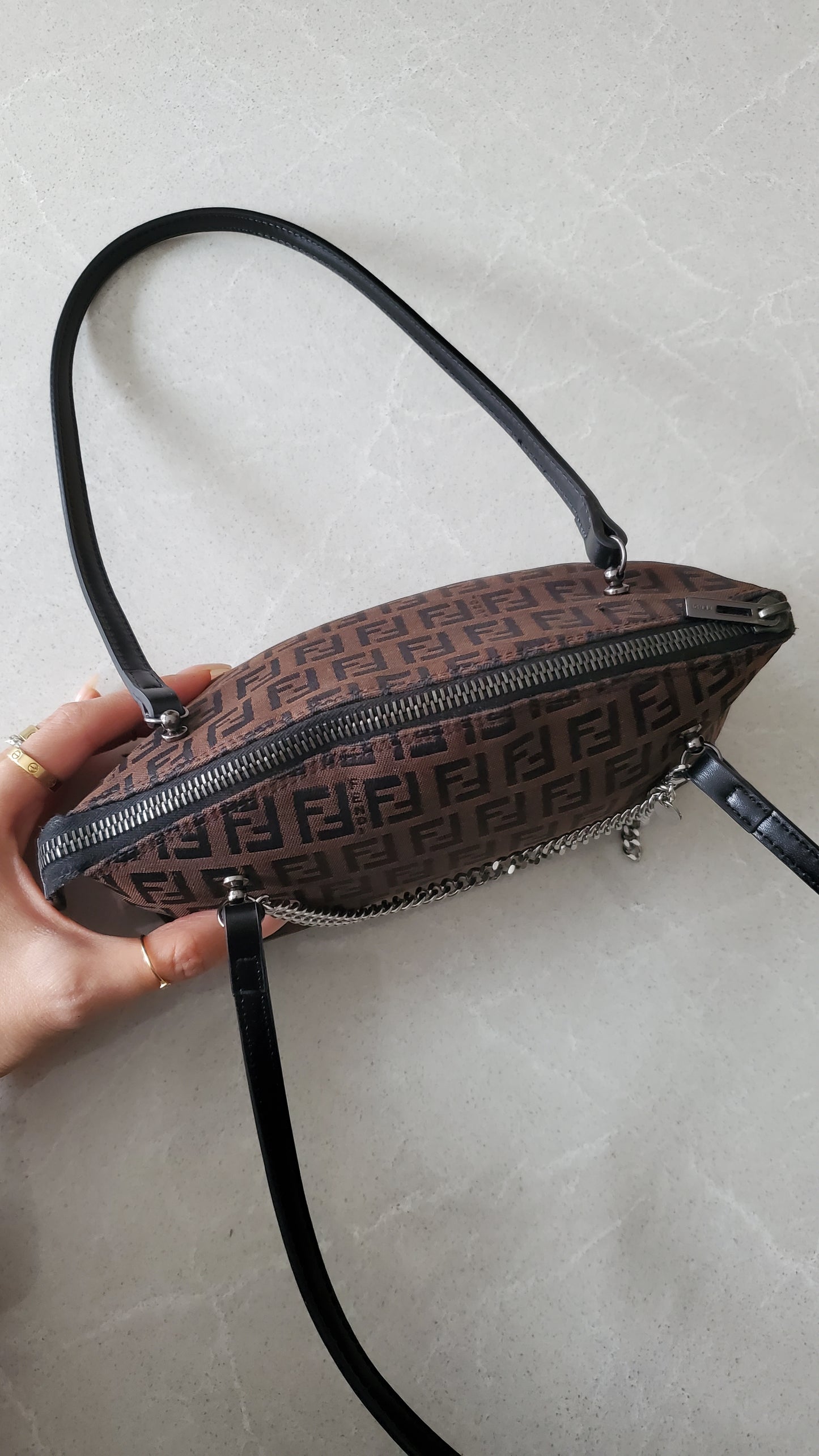 Authentic Vintage Fendi Upcycle Shoulder Purse on Chain & Strap