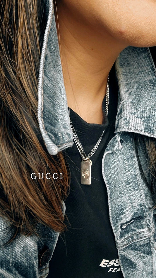 Authentic Vintage Gucci Plate Upcycle Thin Layers Necklace
