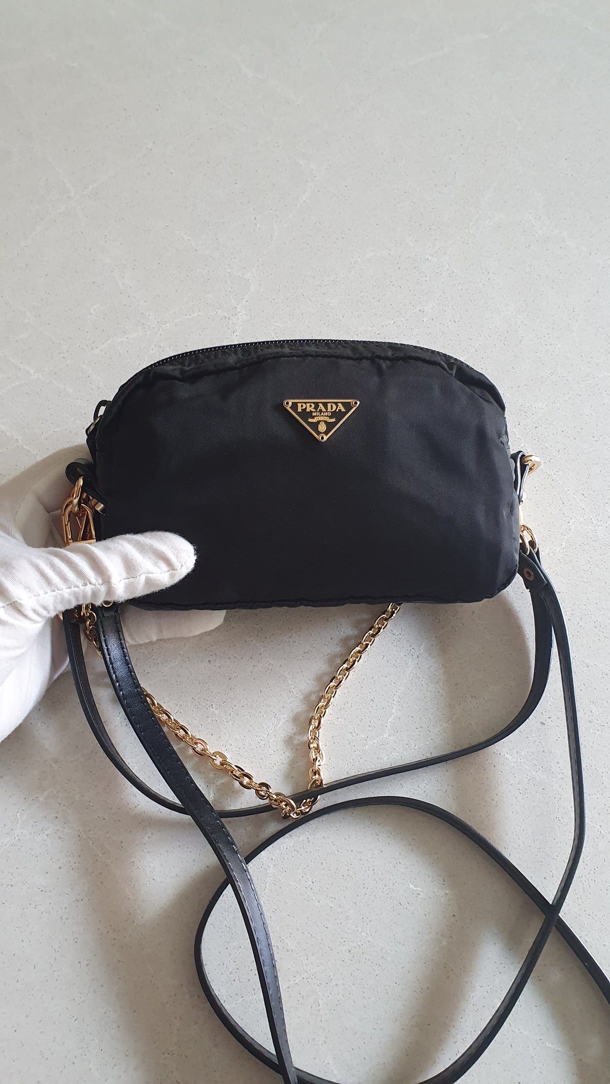 Authentic Prada Upcycle Versatile Black Nylon Pouch with Chain & Straps (upgraded version)