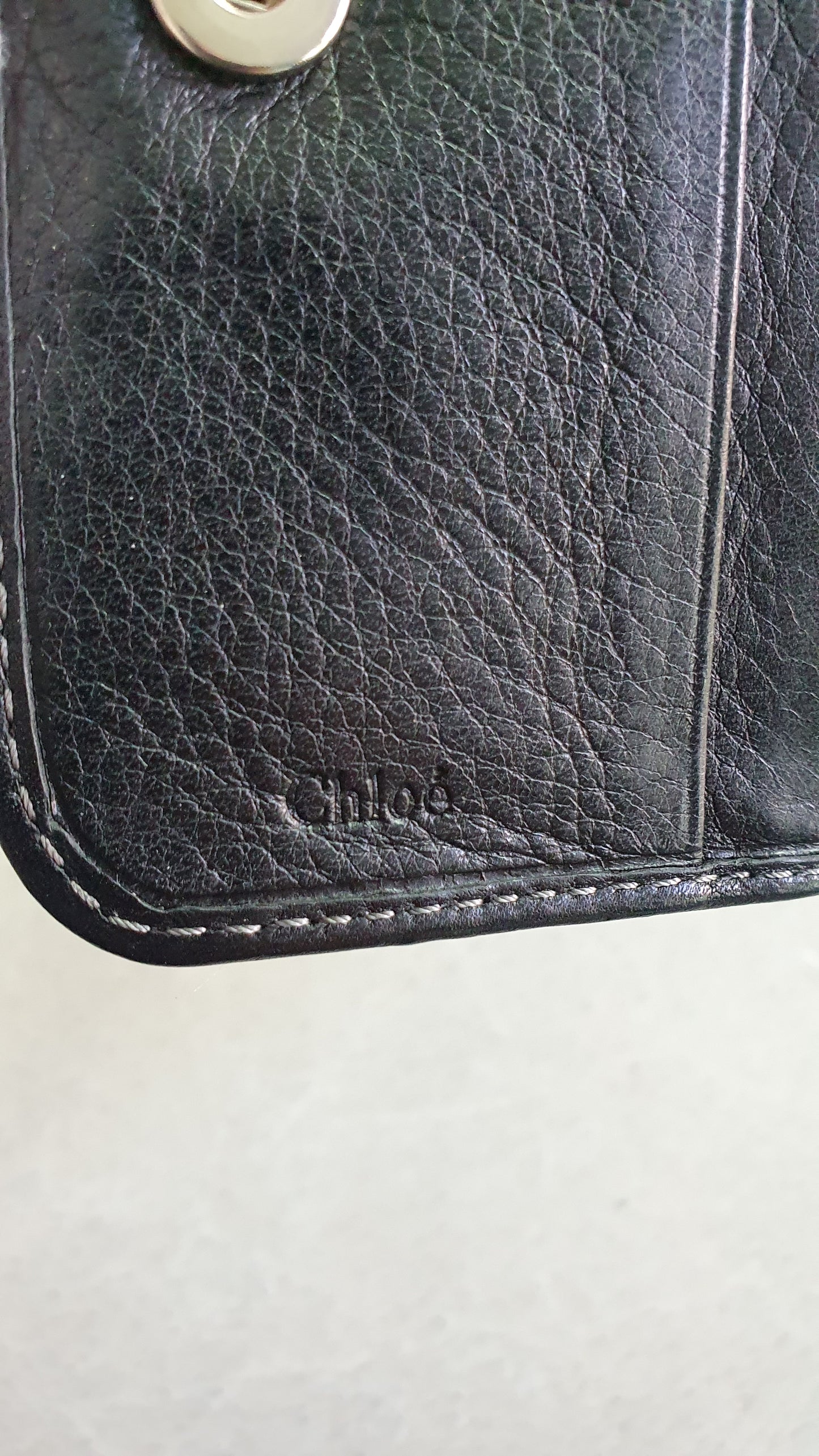 Authentic Chloé Upcycle Small Black Compact Wallet with Single Handle