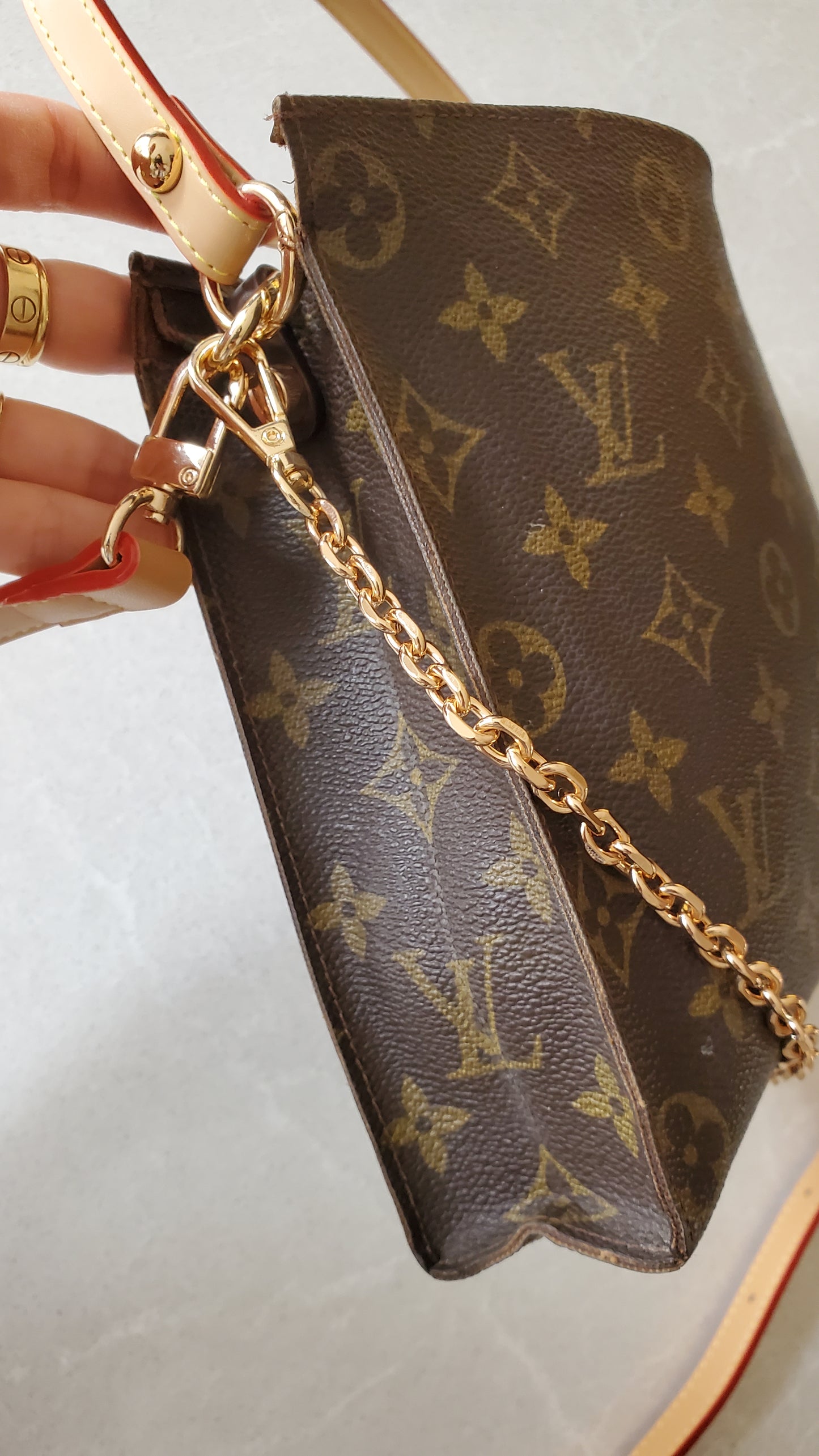 Authentic Vintage Louis Vuitton Upcycle Toiletry Pouch with Chain & 2 Straps (with insert)