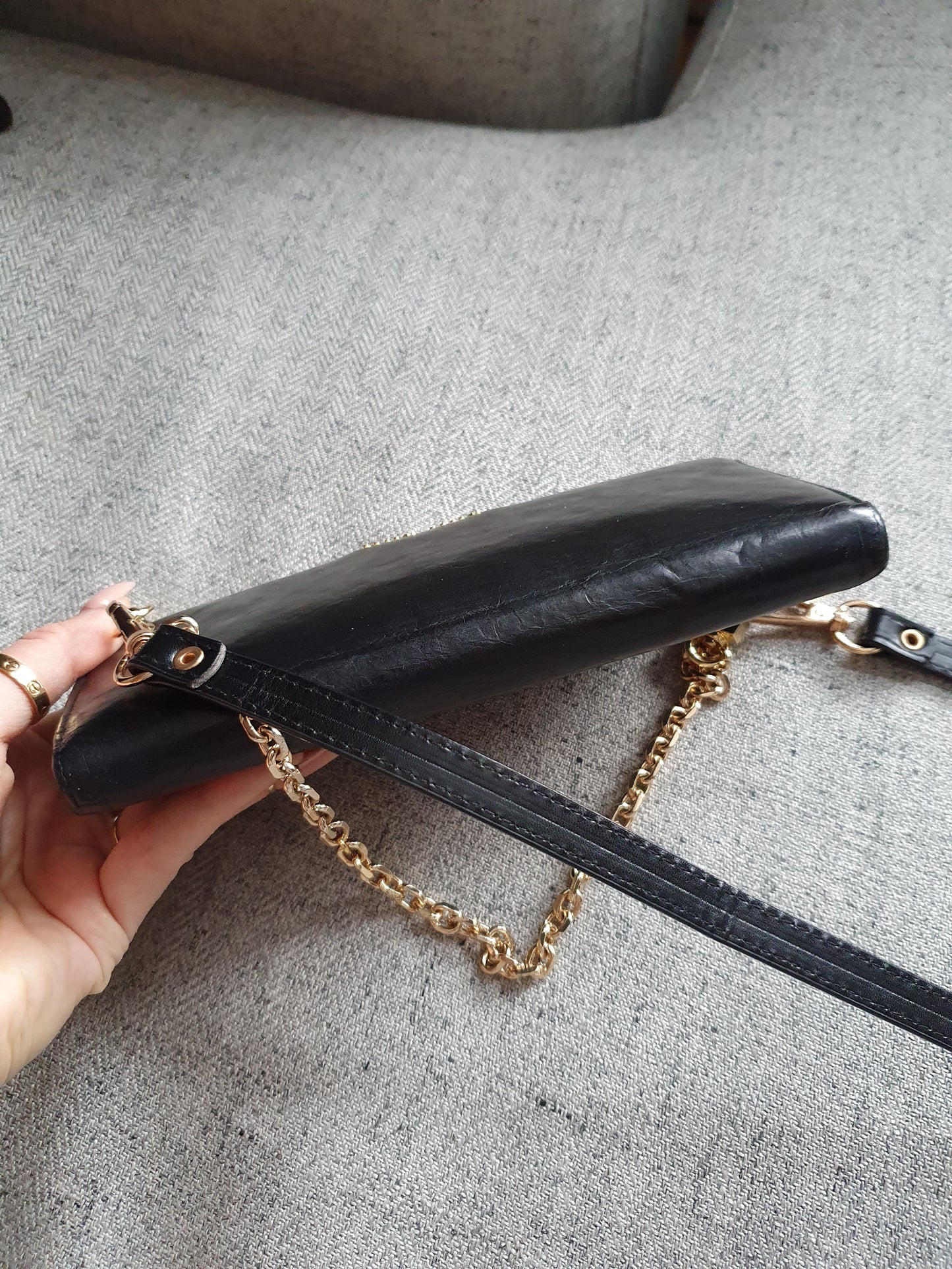 *New Drop* Authentic Miu Miu Upcycle Long Black Leather Wallet on Strap & Chain