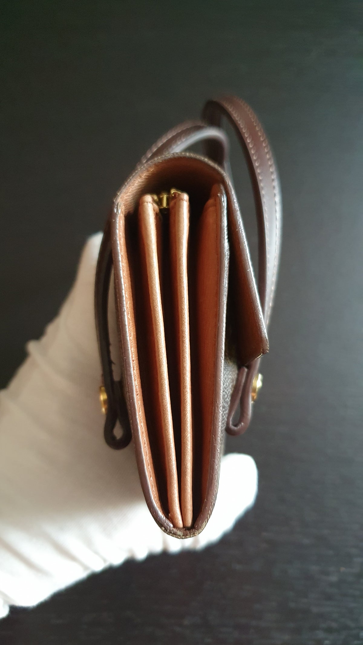 Authentic Vintage Louis Vuitton (3) Upcycle Brown Monogram Wallet with Two Handles