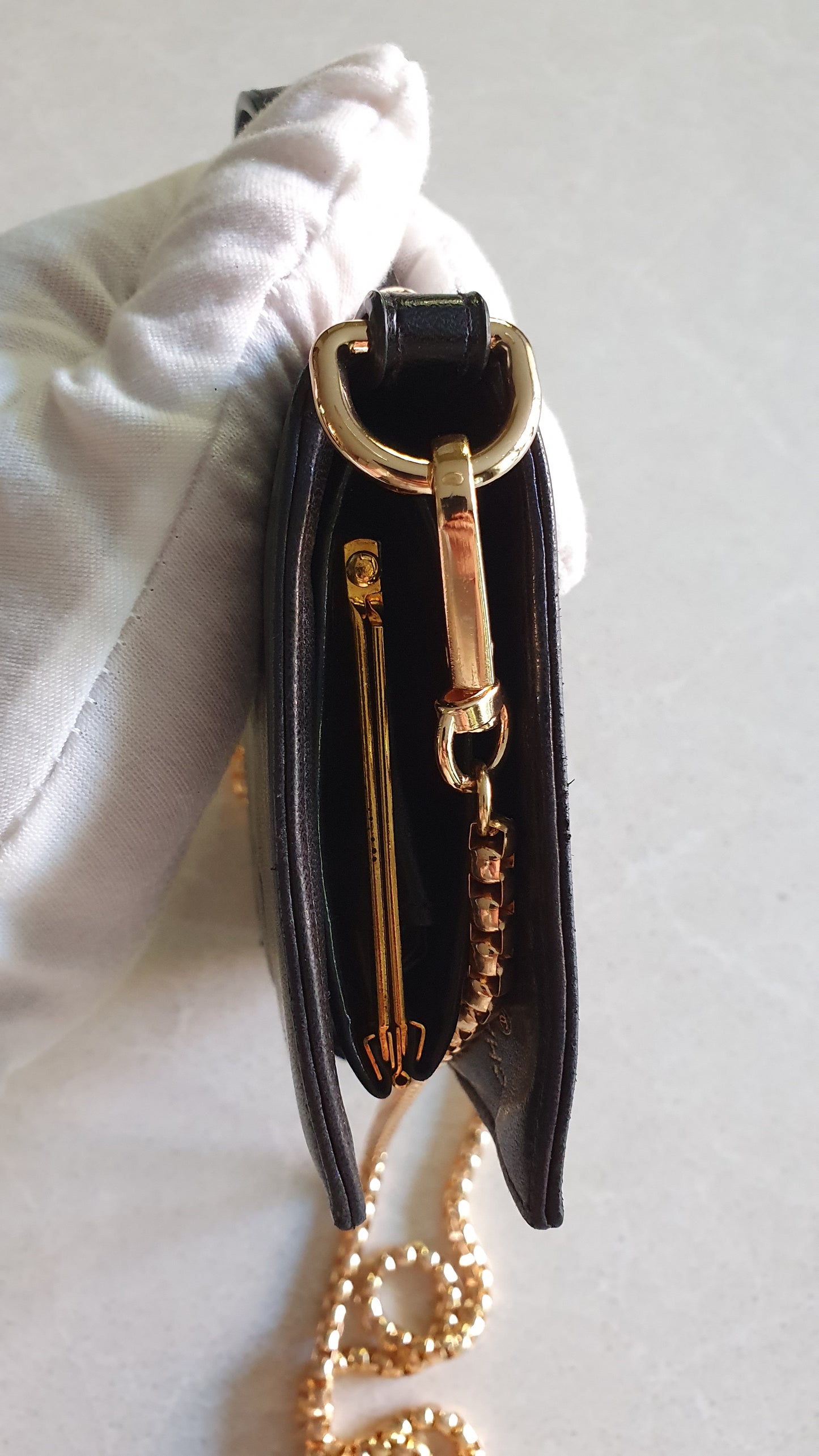 Authentic Chanel Upcycle Black Leather Long Wallet with Strap & Chain