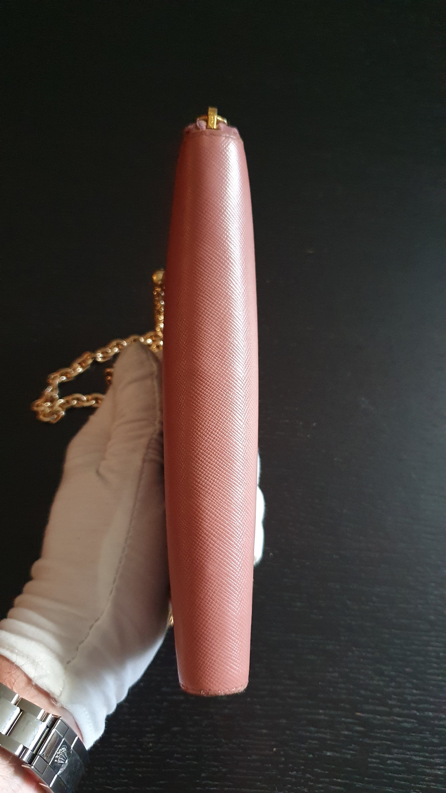 Authentic Prada Upcycle Pink Zip Wallet with Chains
