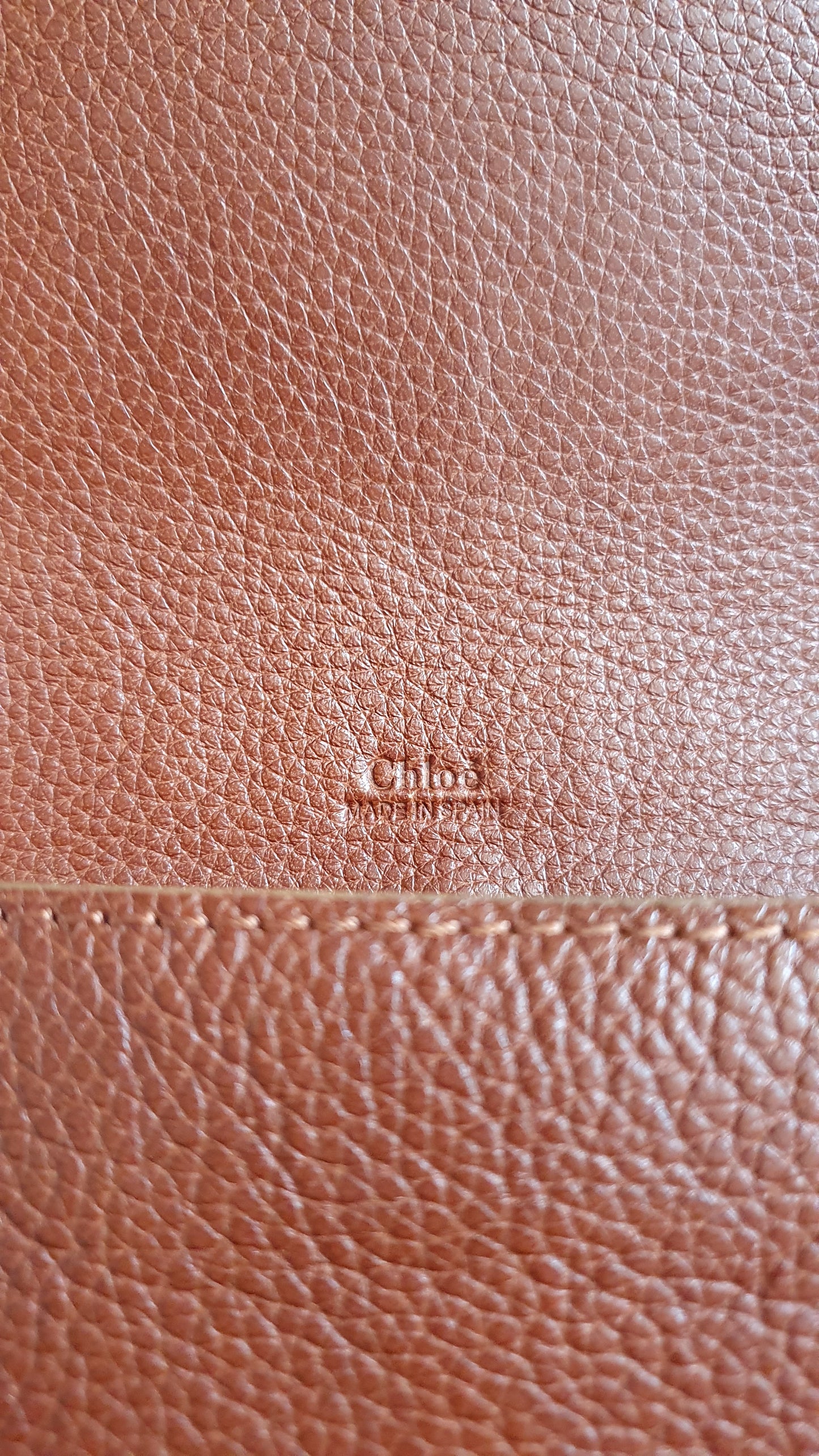 Authentic Chloe Upcycle Brown Leather Long Wallet with Strap