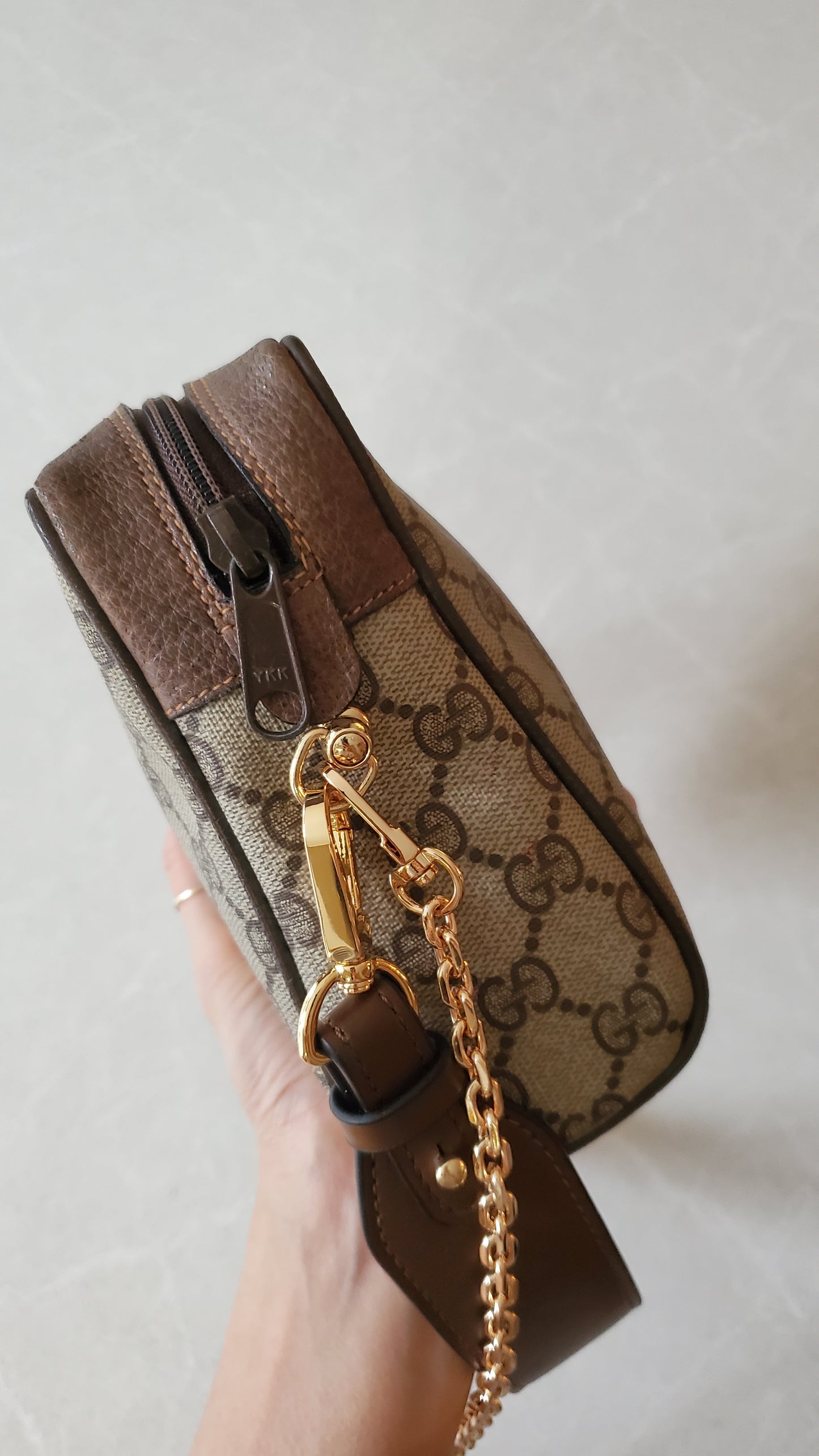Authentic Vintage Gucci (75.01.012) Upcycle Purse on Chain & Strap