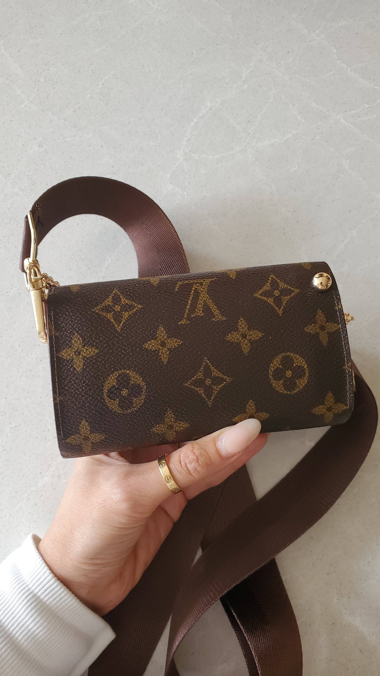 Authentic Vintage Louis Vuitton (RA0994) Upcycle Small Wallet with Strap and Chain