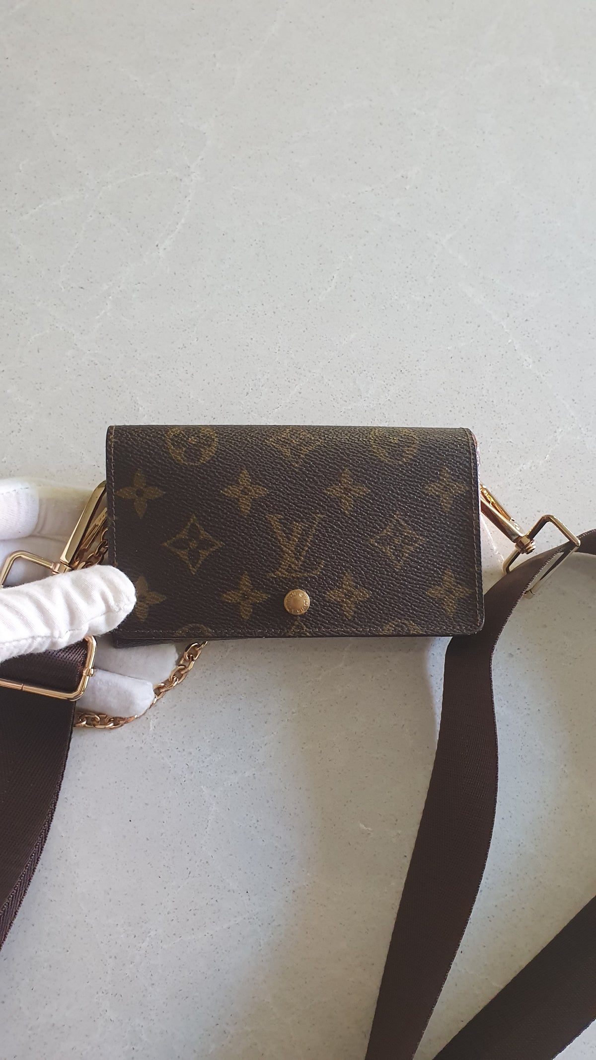 Authentic Vintage Louis Vuitton Upcycle Small Wallet (2) with Strap and Chain