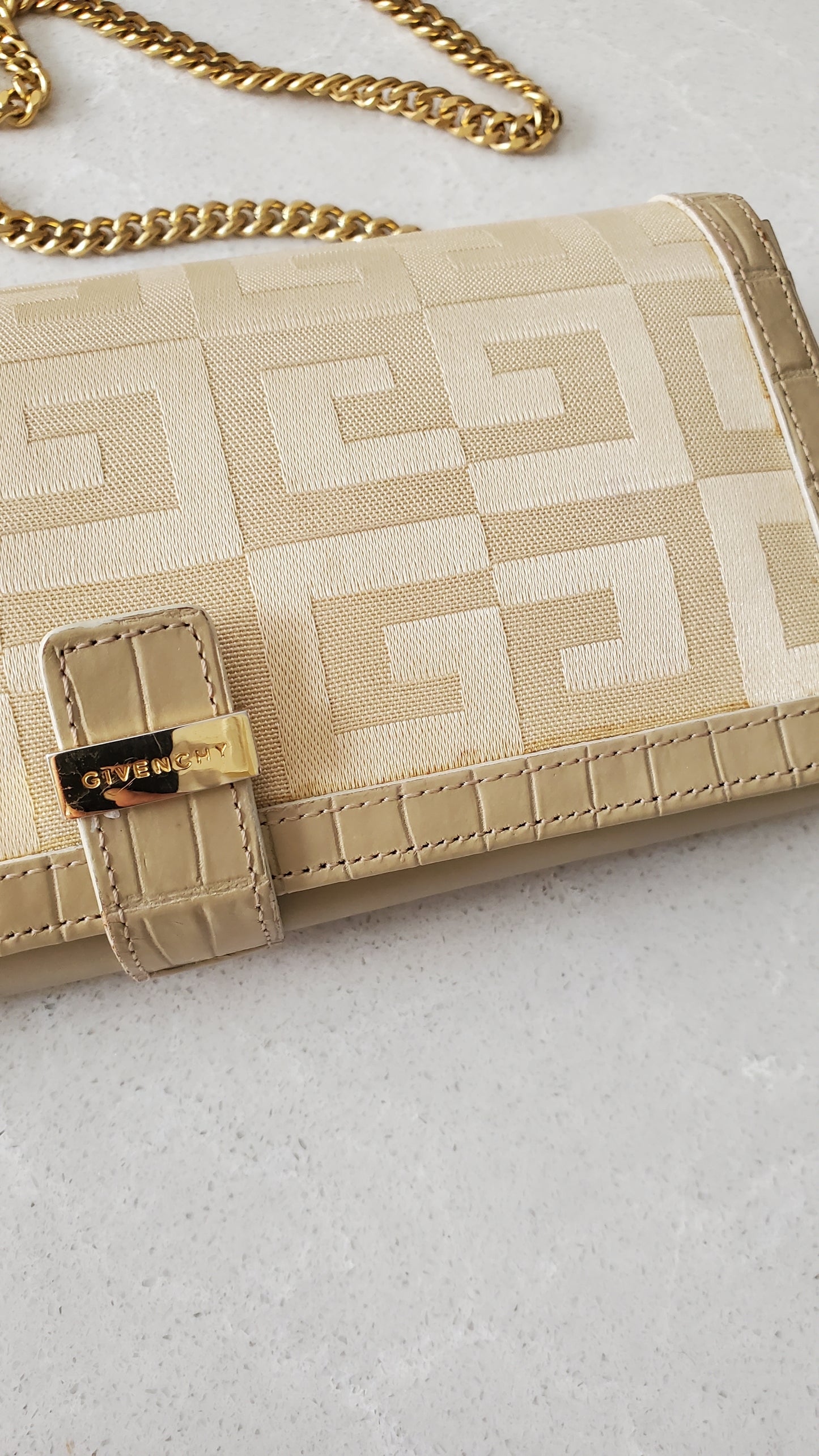 Authentic Givenchy Upcycle Long Beige Wallet on Chain