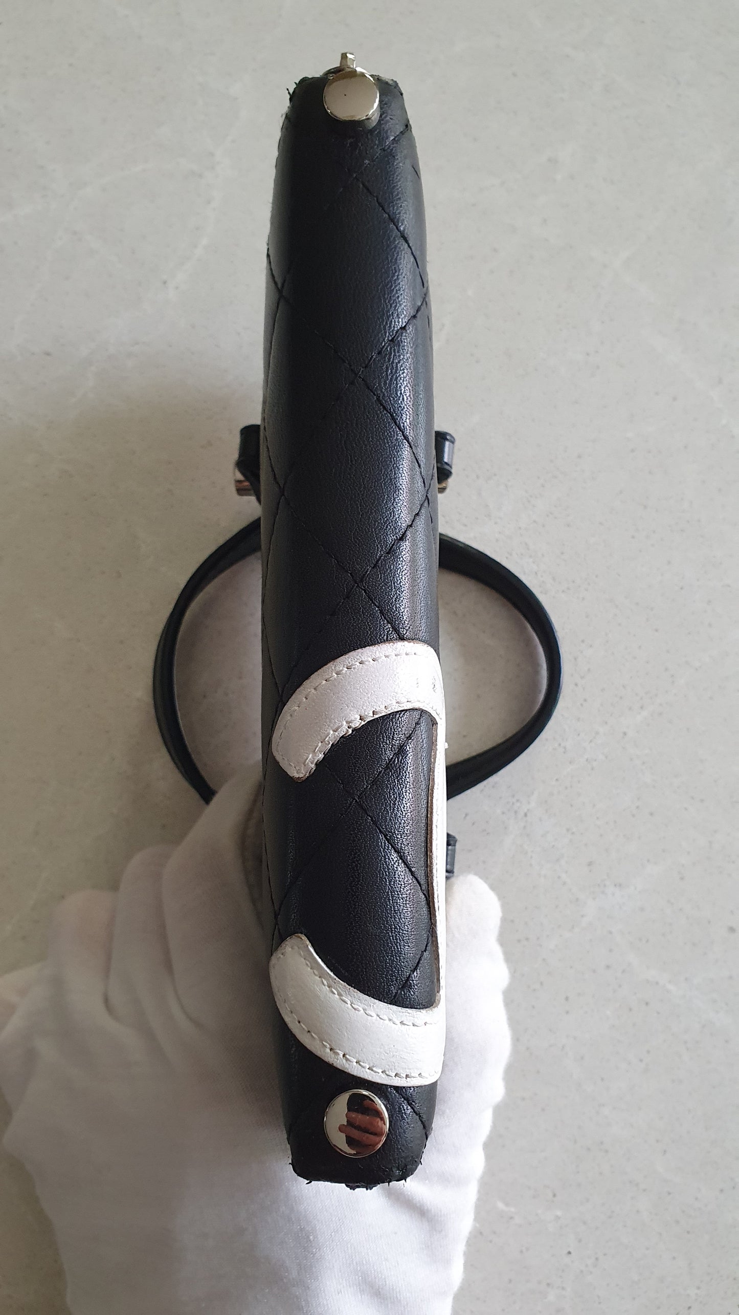 Authentic Chanel Upcycle Black Zip Wallet with Handle Straps