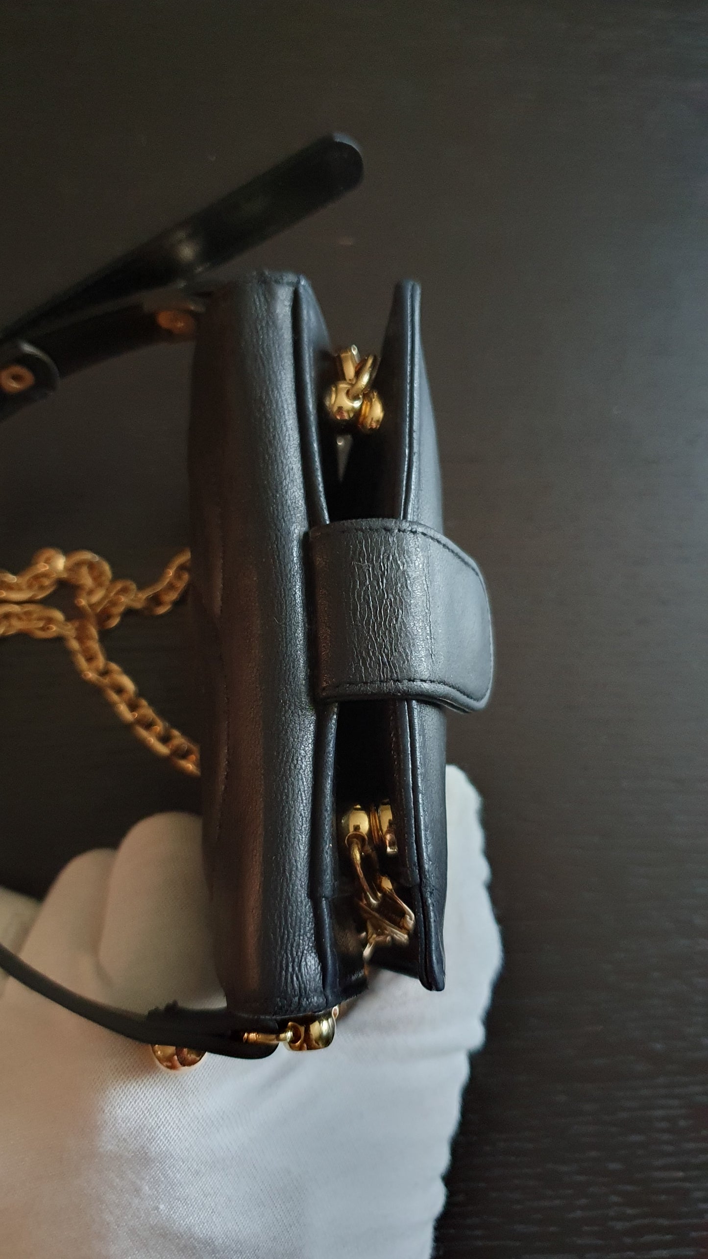 Authentic Chanel Upcycle Small Black Wallet with Strap & Chain