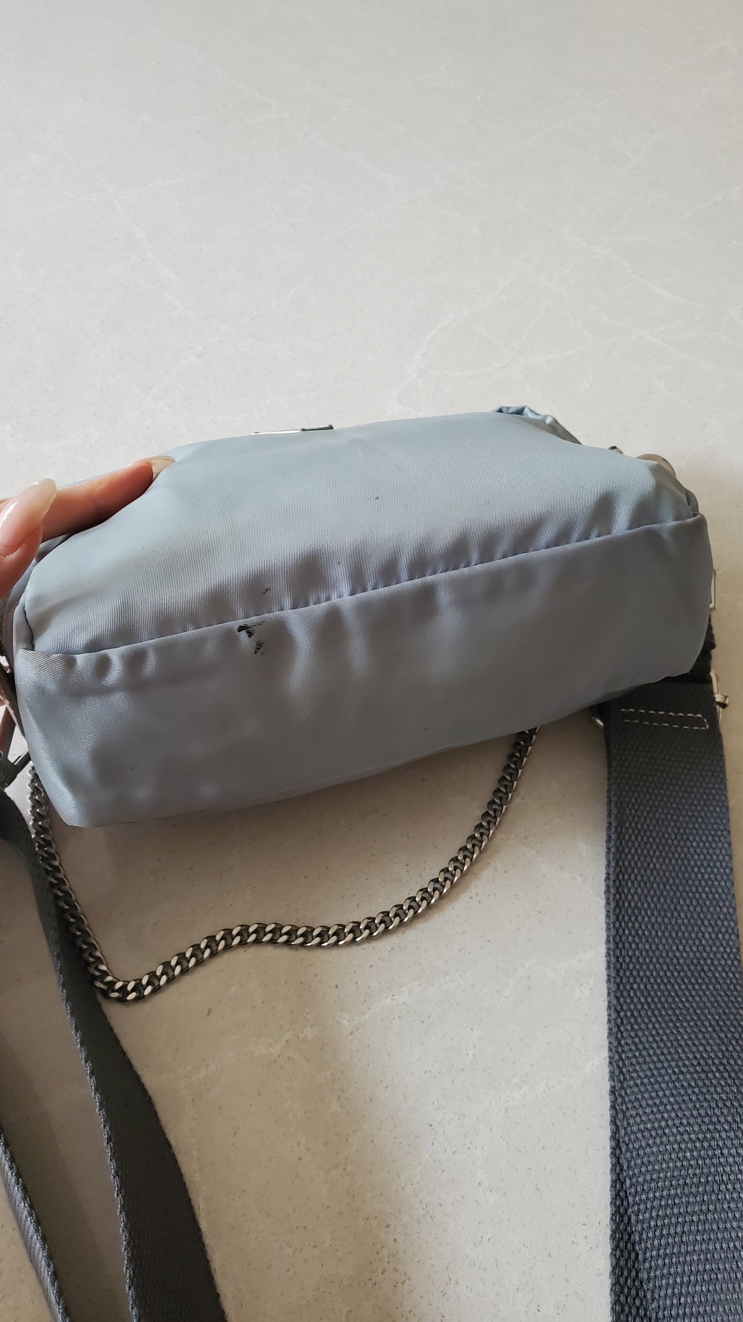 Authentic Prada Upcycle Nylon Pouch on Chain & Strap