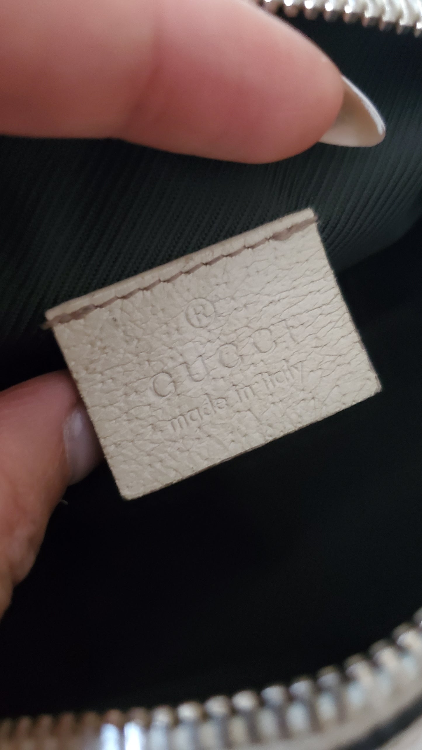 Authentic Vintage Gucci Upcycle Tan Fabric Pouch on Chain & Strap