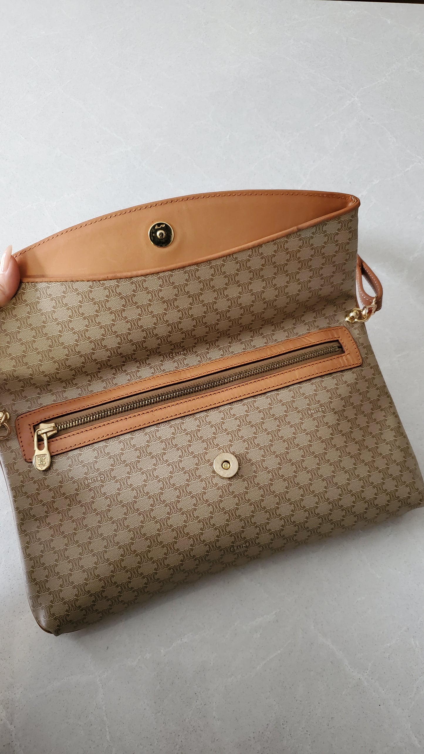 Authentic Vintage Celine Upcycle (Tan) Purse on Strap