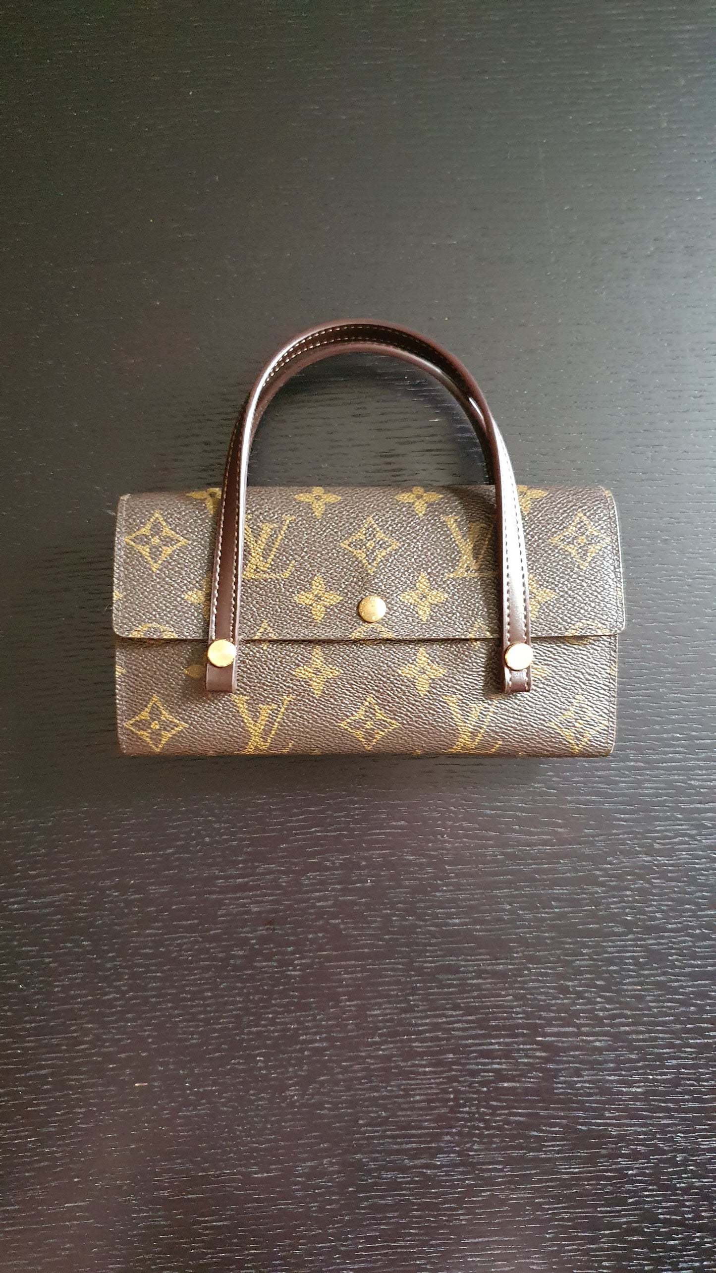 Authentic Vintage Louis Vuitton (2) Upcycle Brown Monogram Wallet with Two Handles