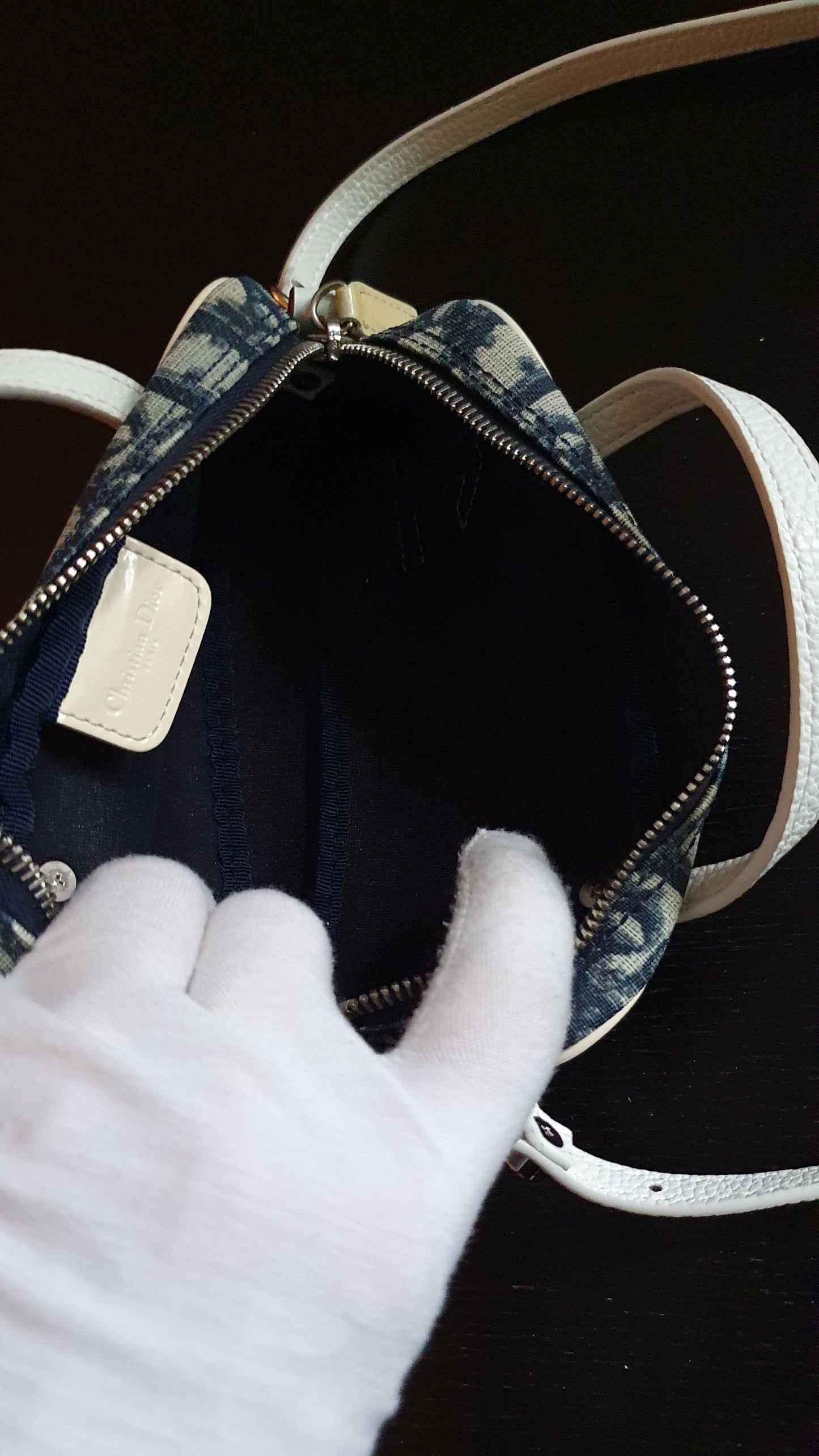 Authentic Vintage Dior Upcycle Navy Shoulder Pouch Purse with Straps