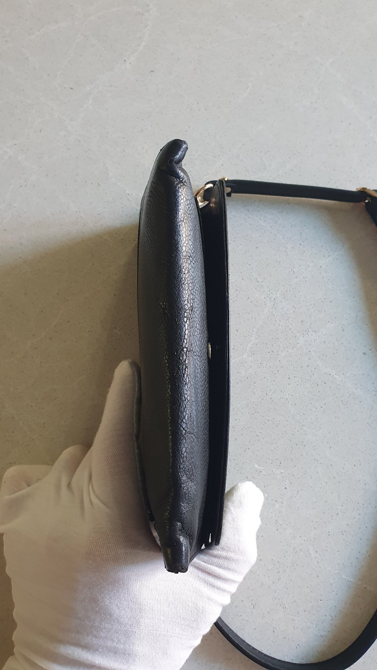 Authentic Vintage Chanel Upcycle Black Caviar Shoulder Wallet with Strap