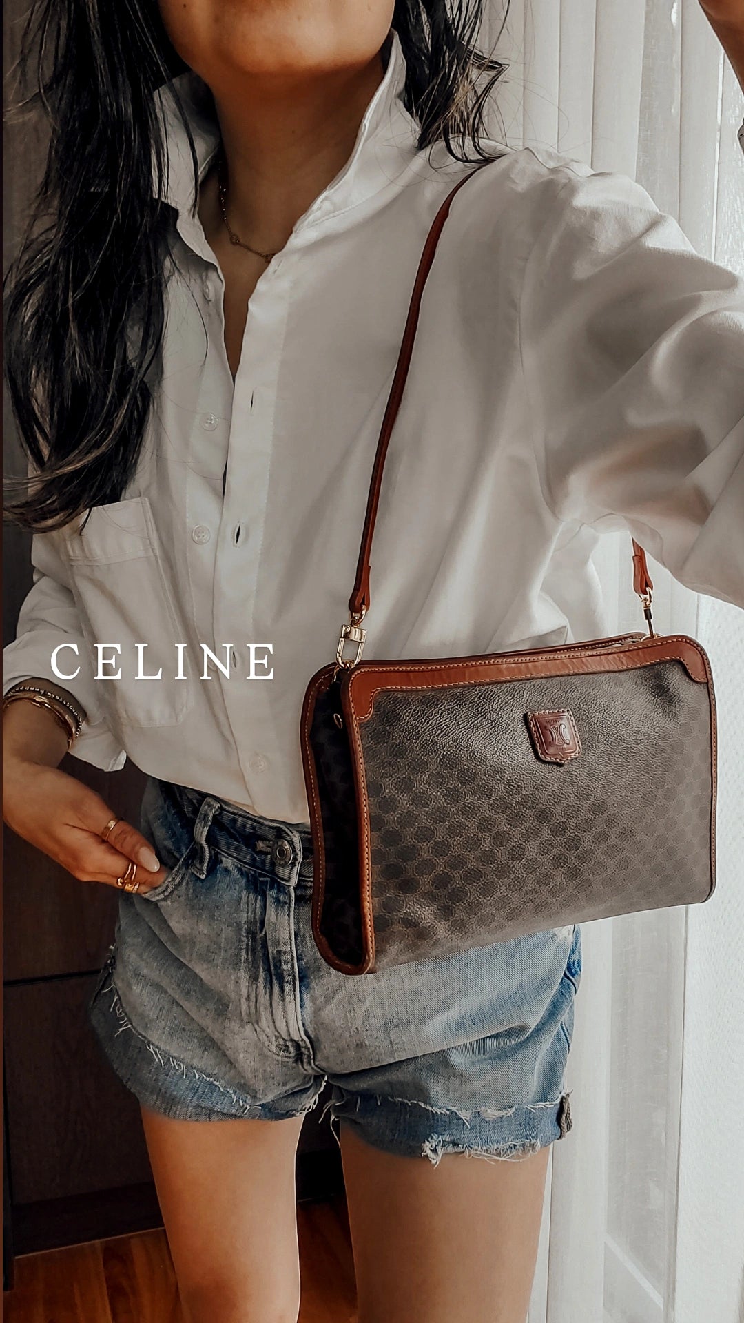 Authentic Vintage Celine (L) Upcycle Brown Shoulder Purse