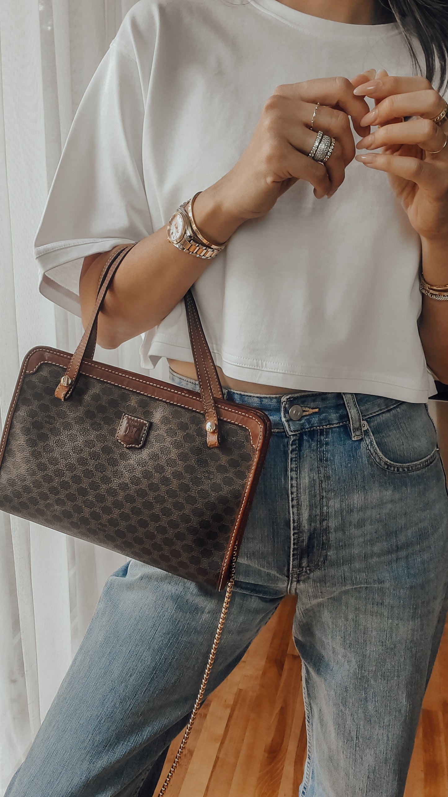 Authentic Vintage Celine Upcycle Purse (with Two Handle Straps)