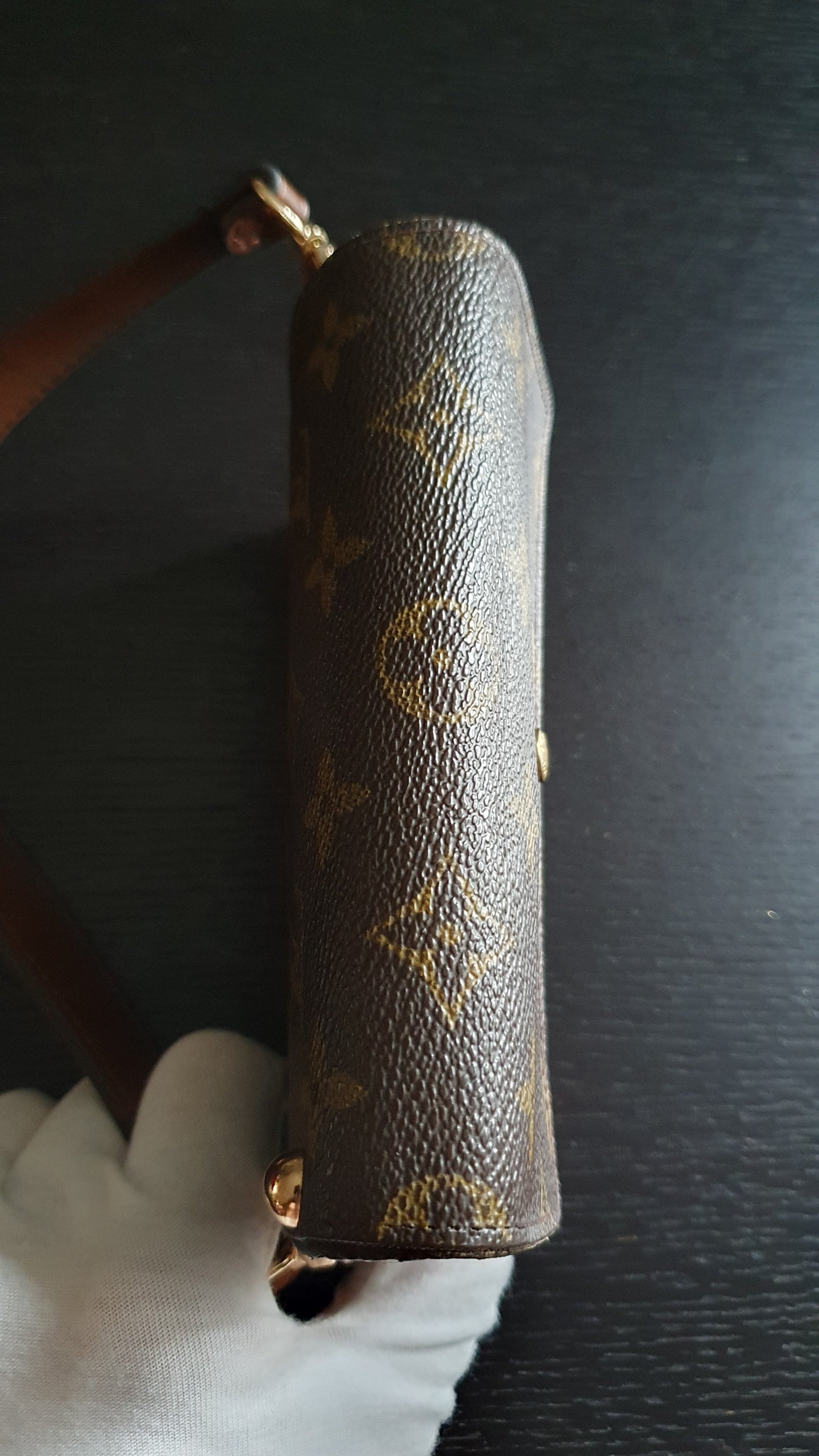 Authentic Vintage Louis Vuitton Small Brown Wallet with Short Handle Strap