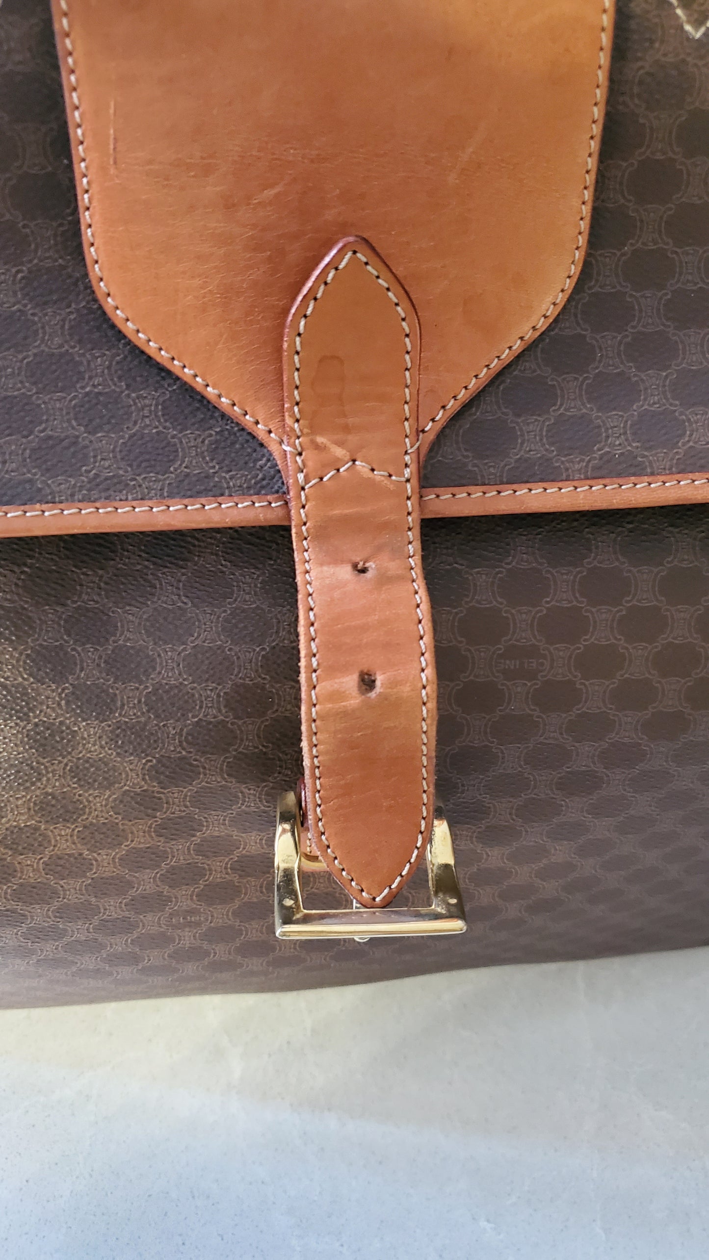 Authentic Vintage Celine XLarge Brown Travel Luggage