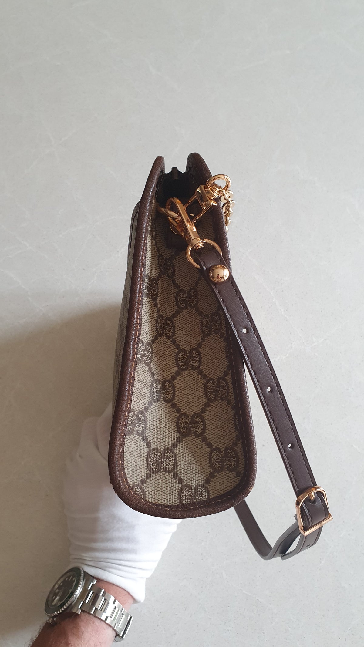 Authentic Vintage Gucci Upcycle Brown Purse with Straps and Chain