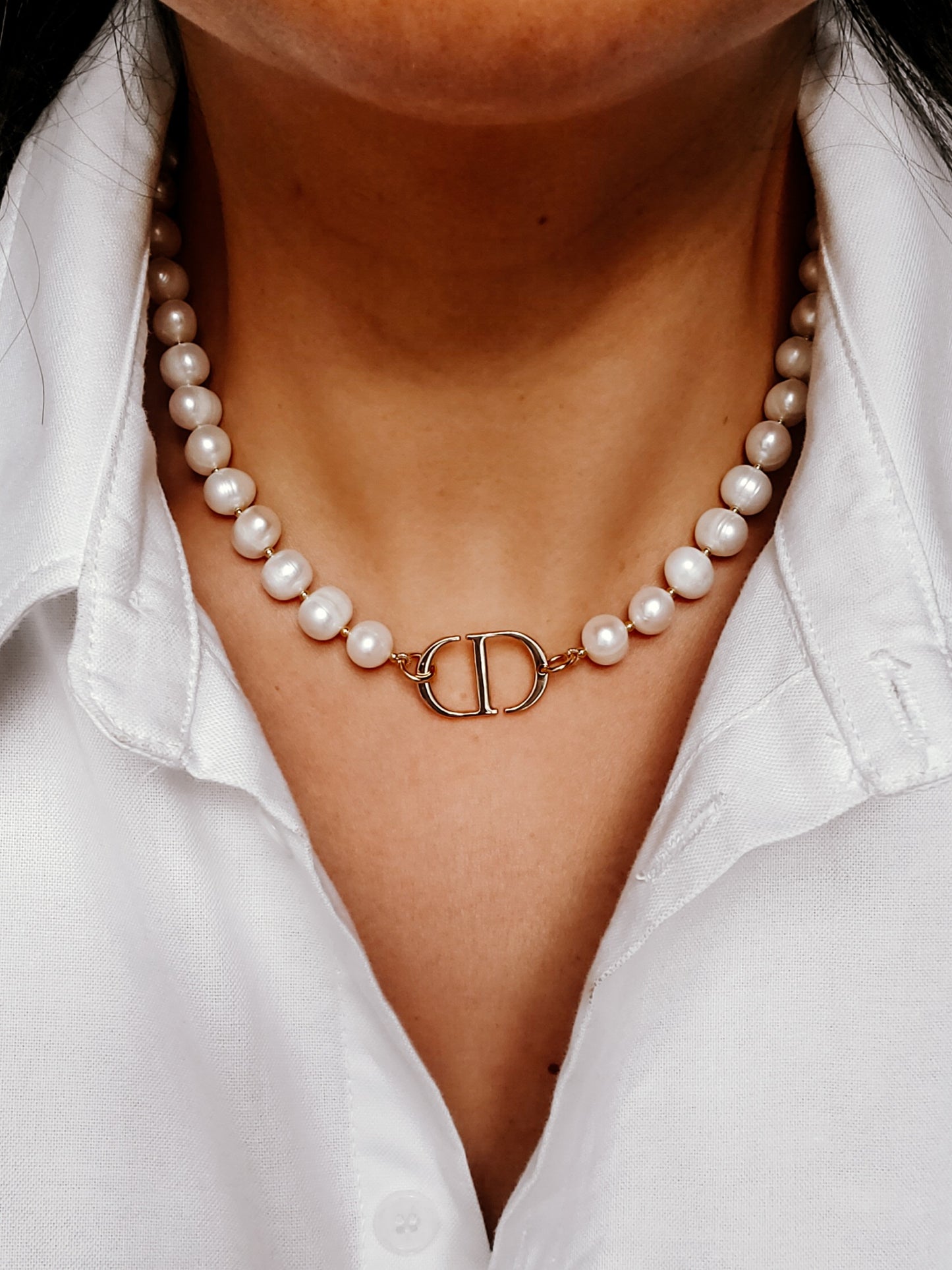 Authentic Dior Upcycle Handmade Real Freshwater Pearl Necklace